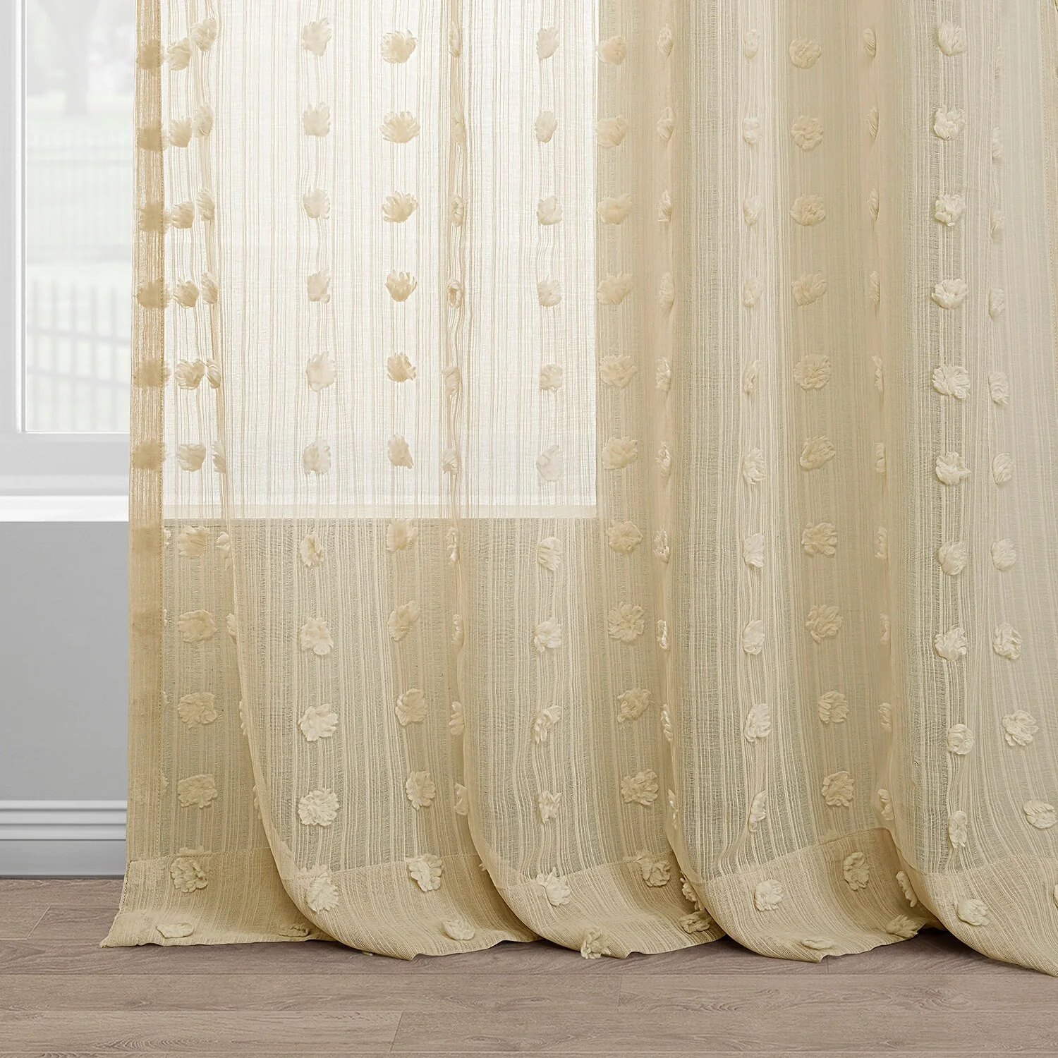 Exclusive Fabrics Strasbourg Dot Patterned Faux Linen Sheer Curtain (1 Panel)