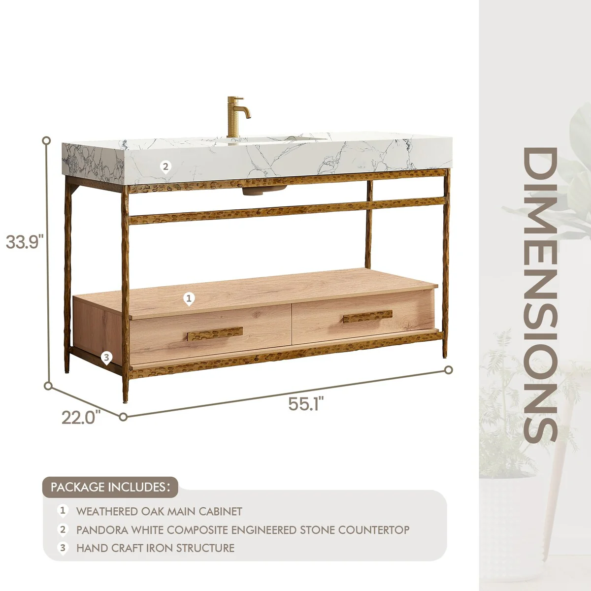 Dhaka Bath Vanity with Composite Stone Top without Mirror