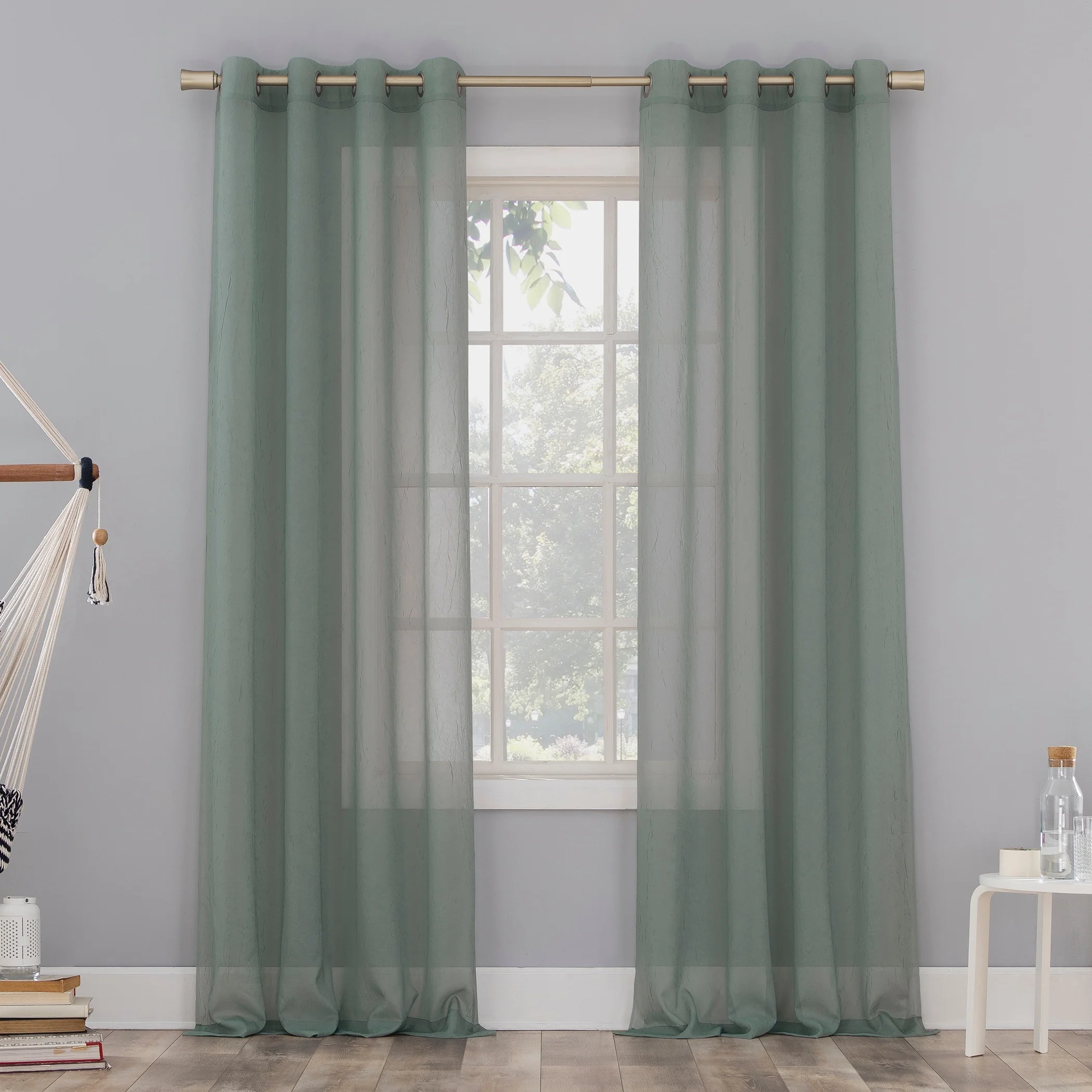 No. 918 Erica Crushed Voile Sheer Grommet Curtain Panel, Single Panel
