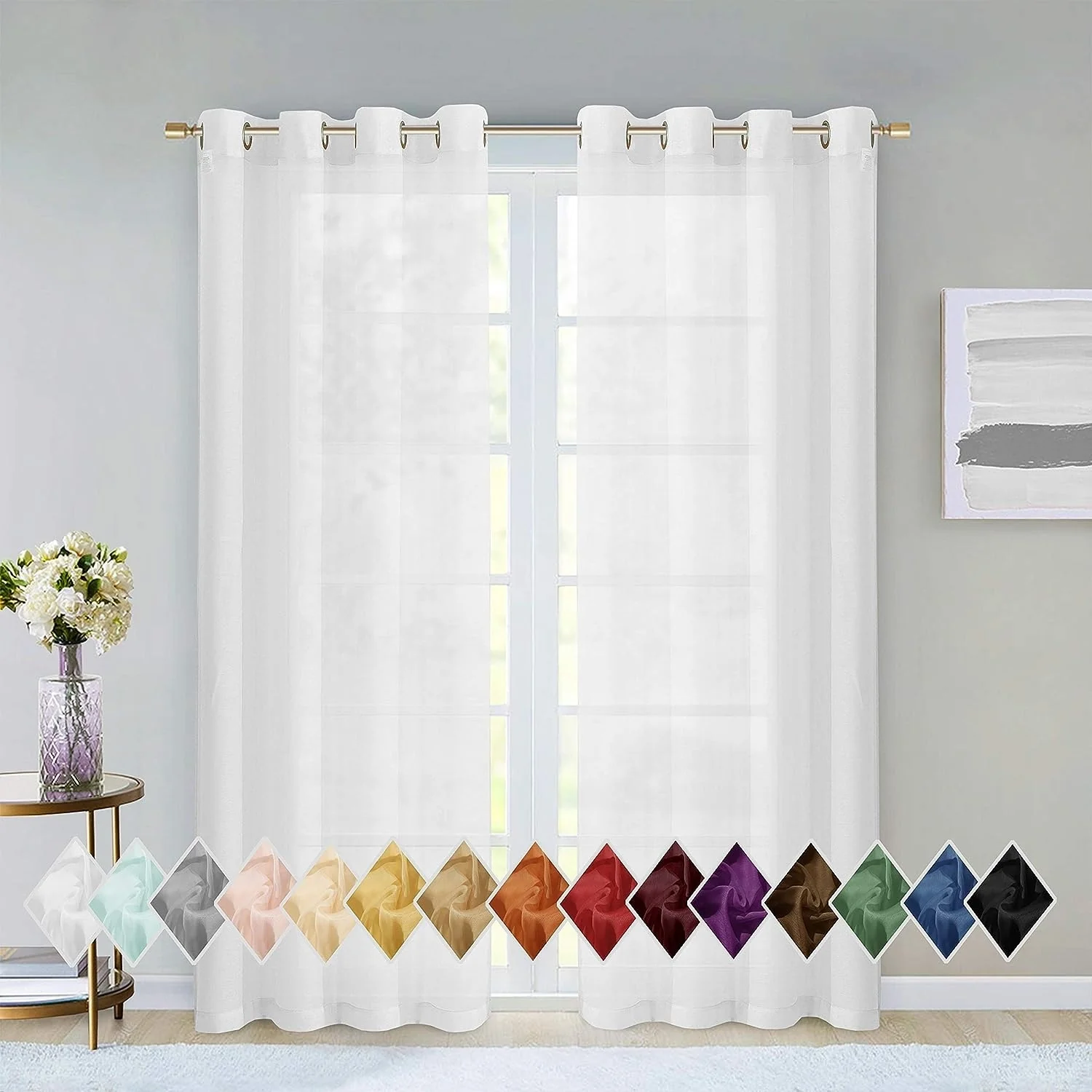 Dainty Home Malibu Extra Wide Curtains Solid Sheer Window Curtain Panel Pair