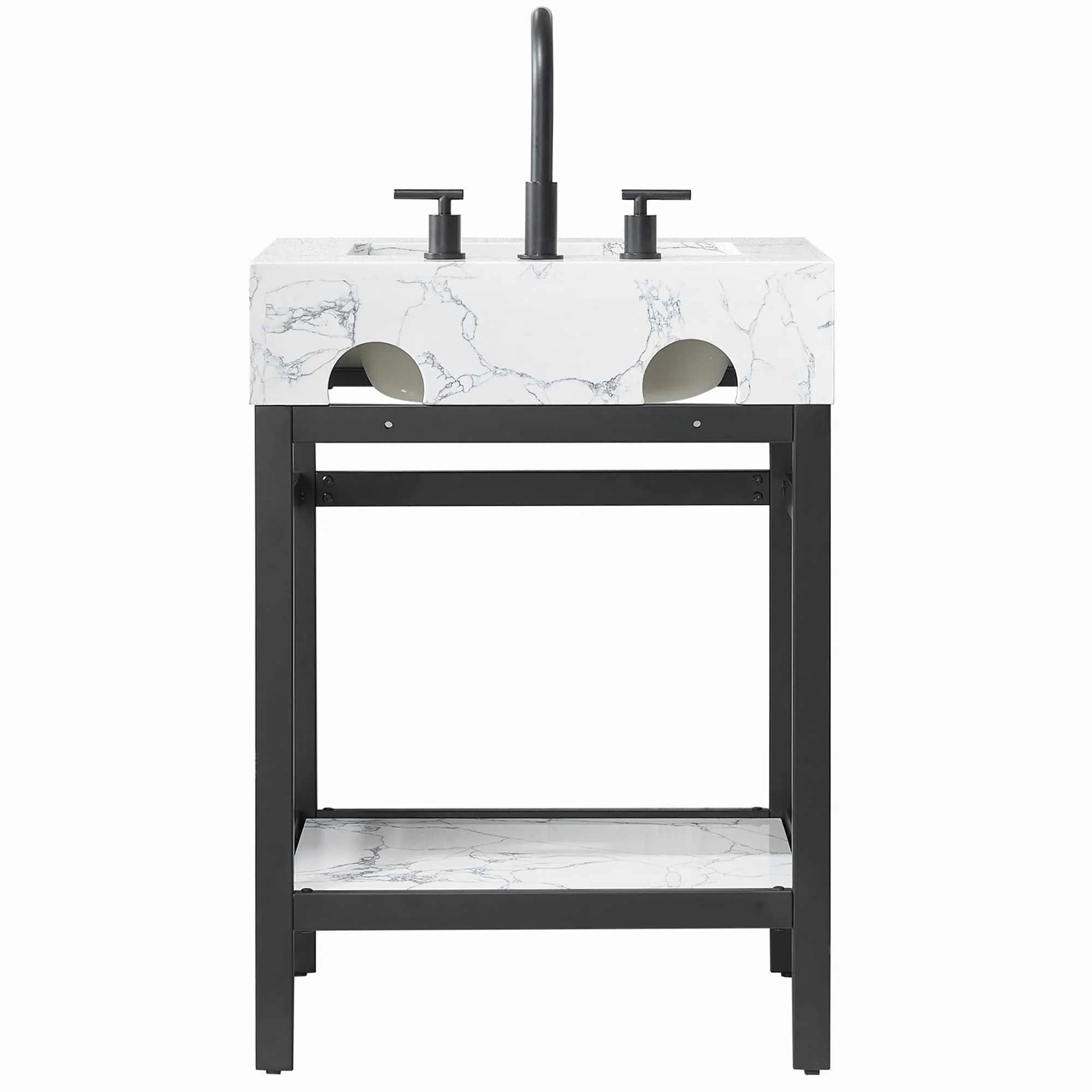 Ecija Bath Vanity, Metal Support with Composite Stone Top, no Mirror