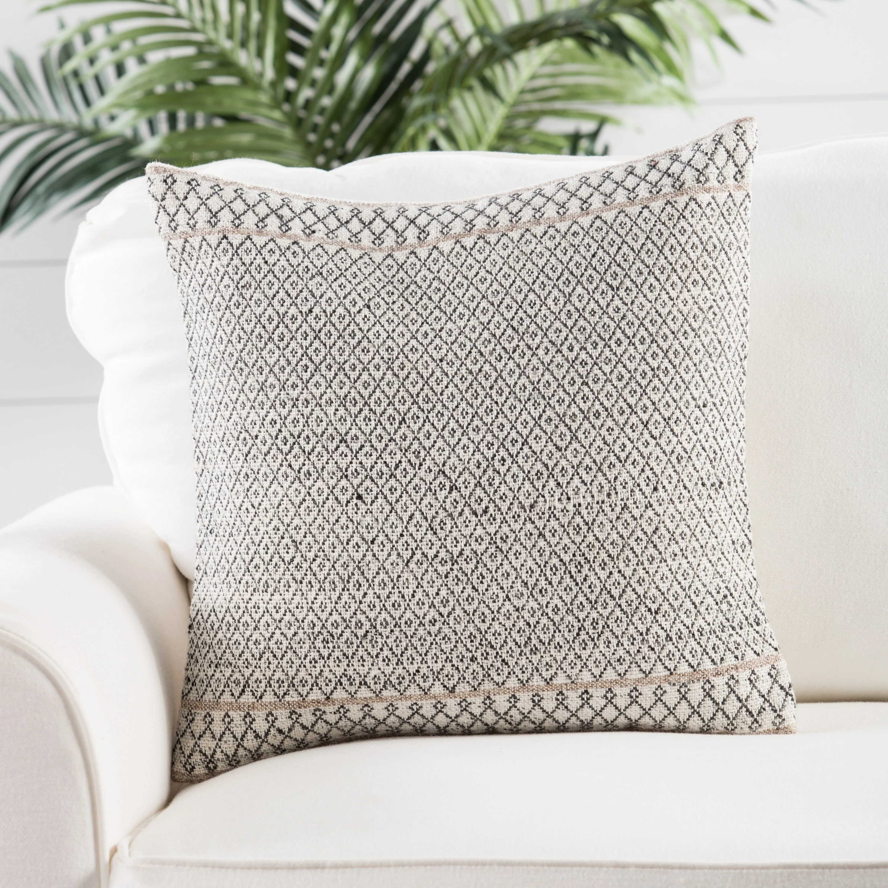 Tribal Pattern Ivory/Black Throw Pillow