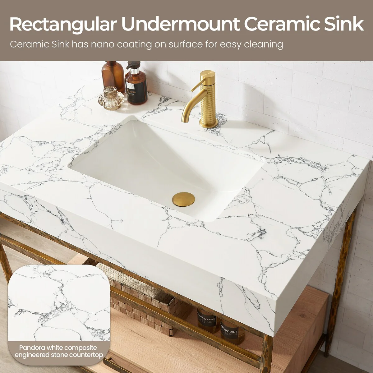 Dhaka Bath Vanity with Composite Stone Top without Mirror