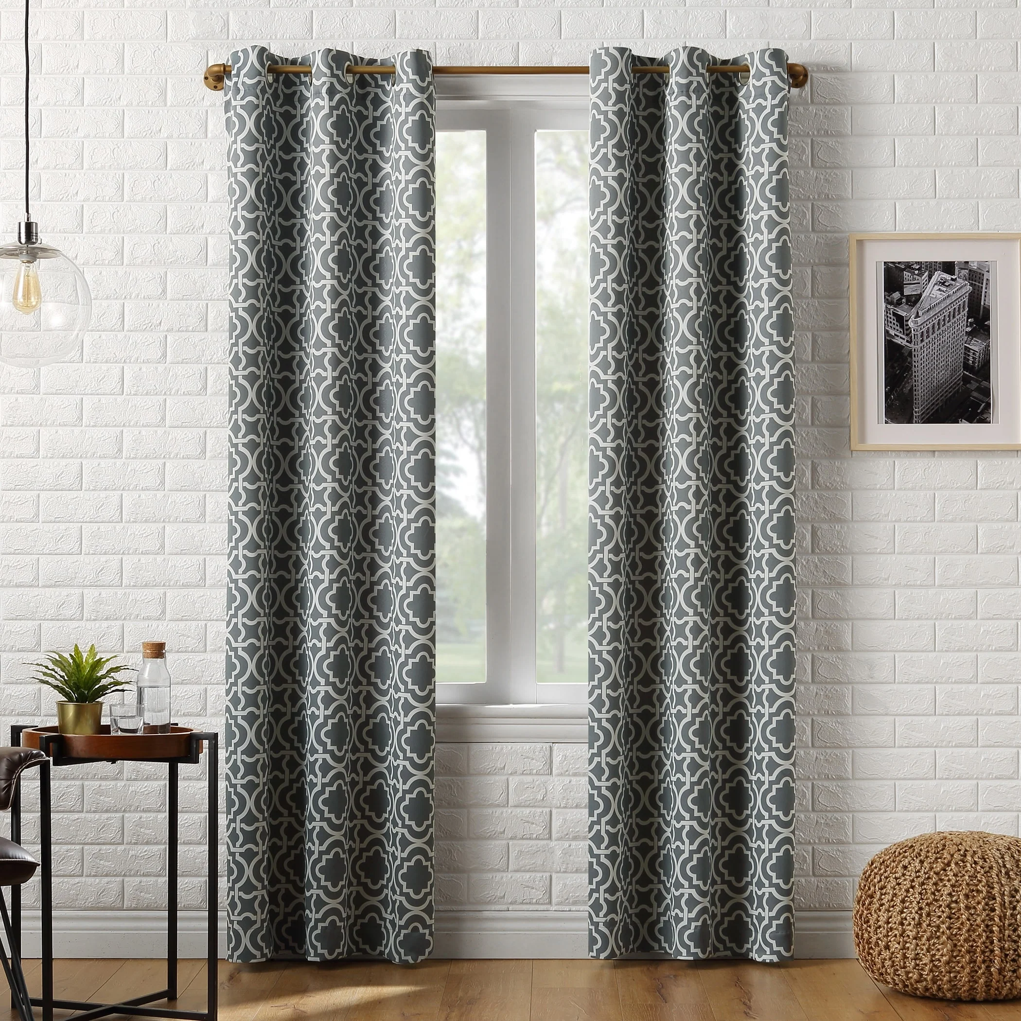 Sun Zero Barnett Trellis Blackout Grommet Curtain Panel, Single Panel