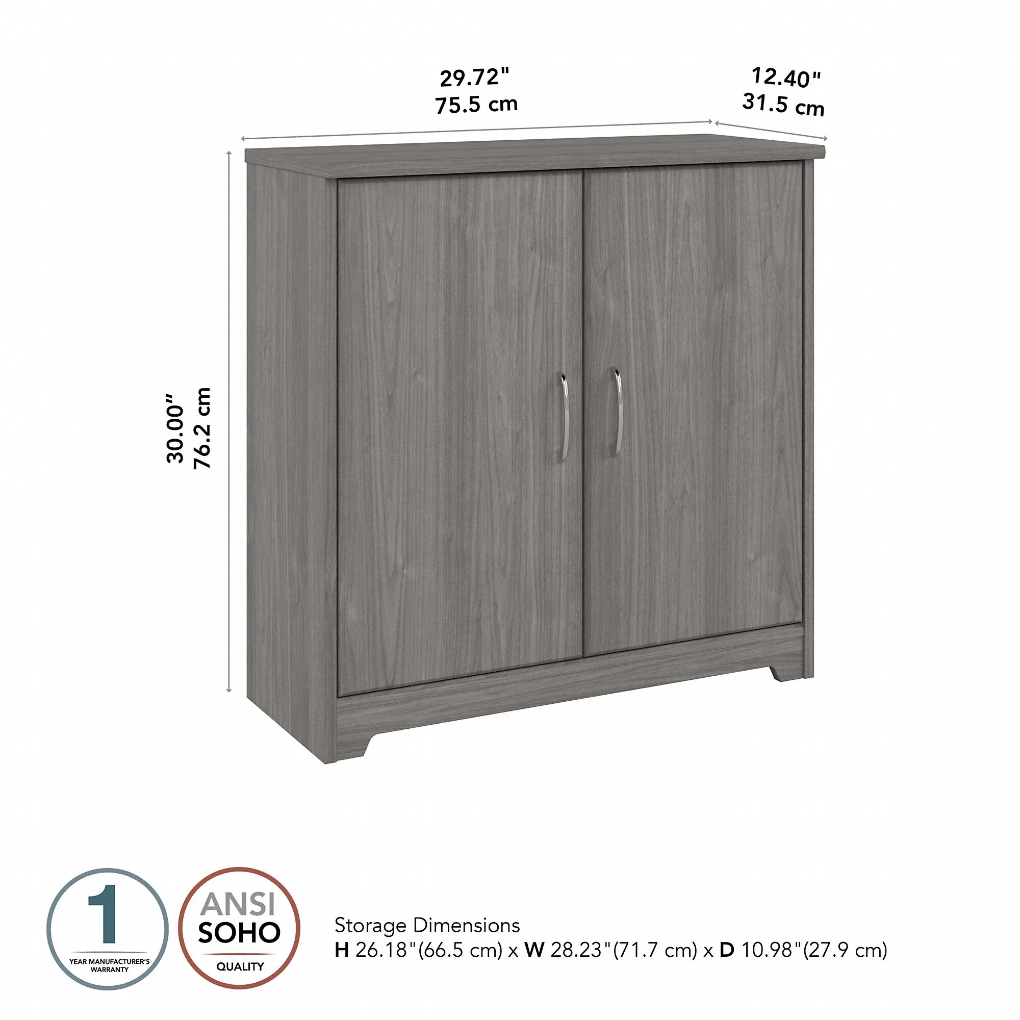 Cabot Small Bathroom Storage Cabinet with Doors by Bush Furniture