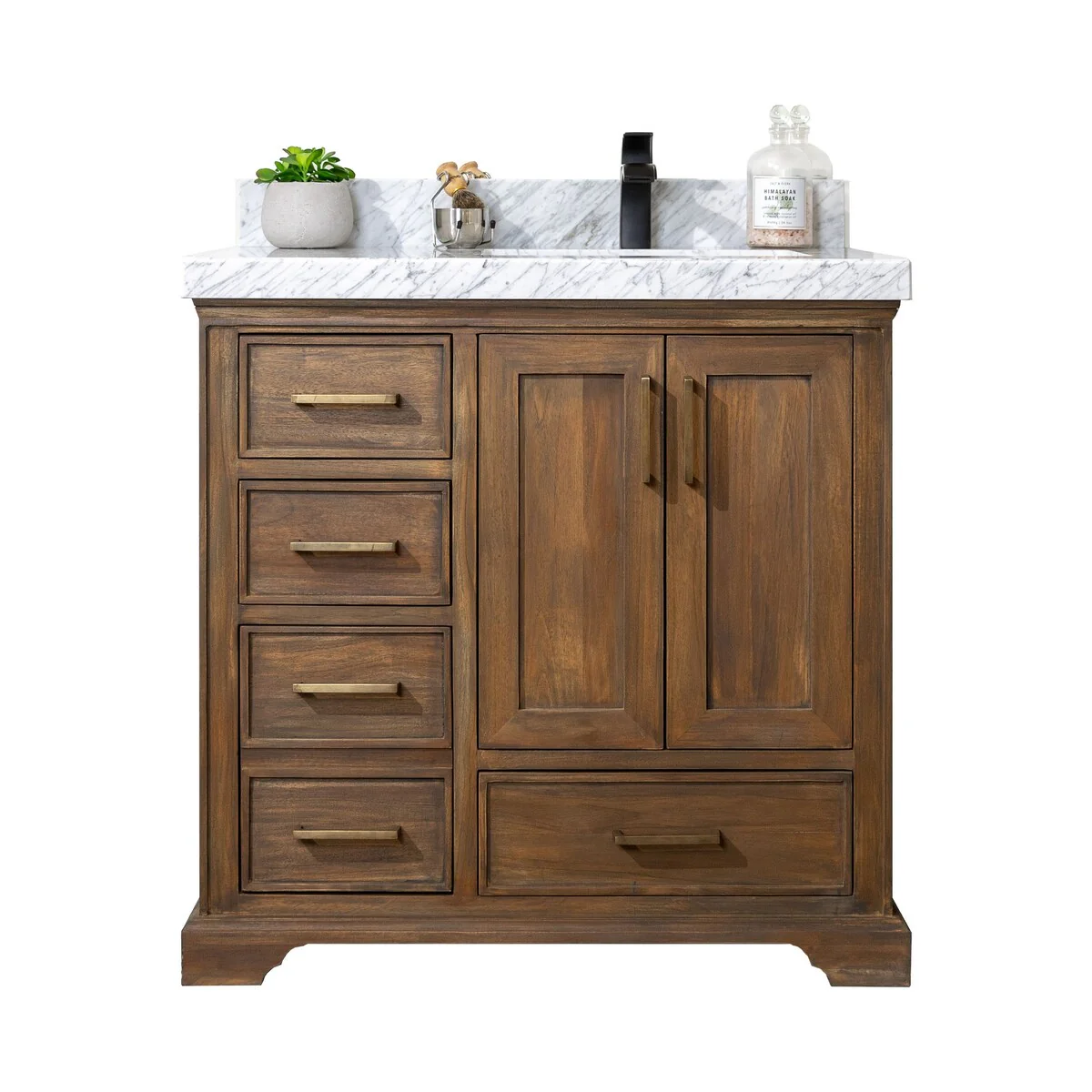 Willow Collections 36 in. W x 22 in. D Charlotte Teak Right Offset Sink Bathroom Solid Teak Vanity with Countertop