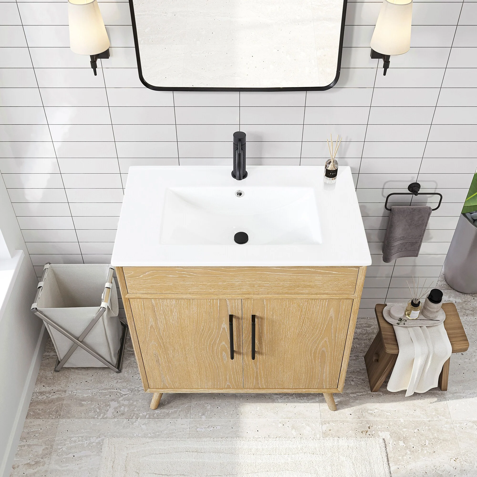 Delhi Bath Vanity with White Ceramic Basin Top without Mirror