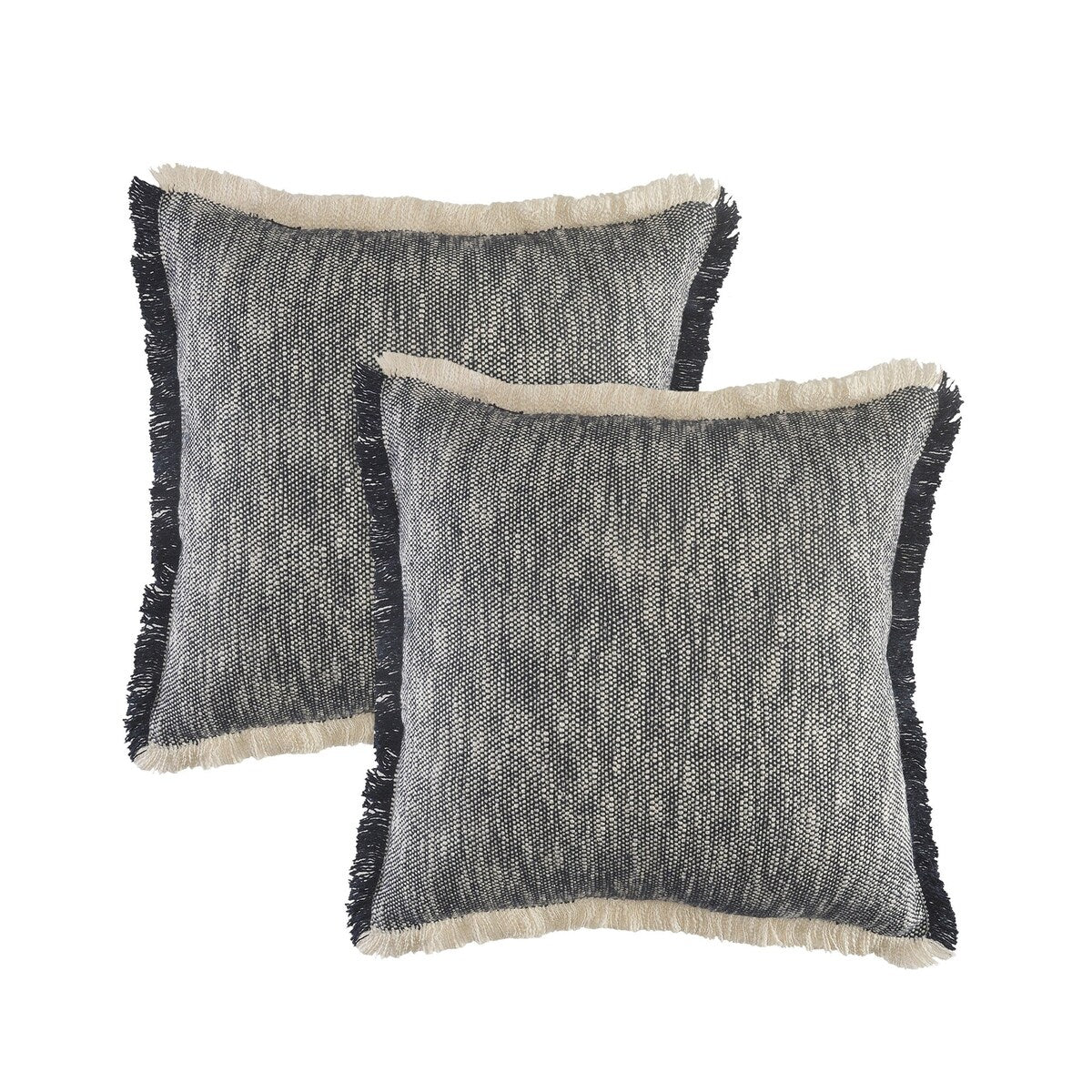 Sevita Blue Solid Cotton Throw Pillow, Set of 2