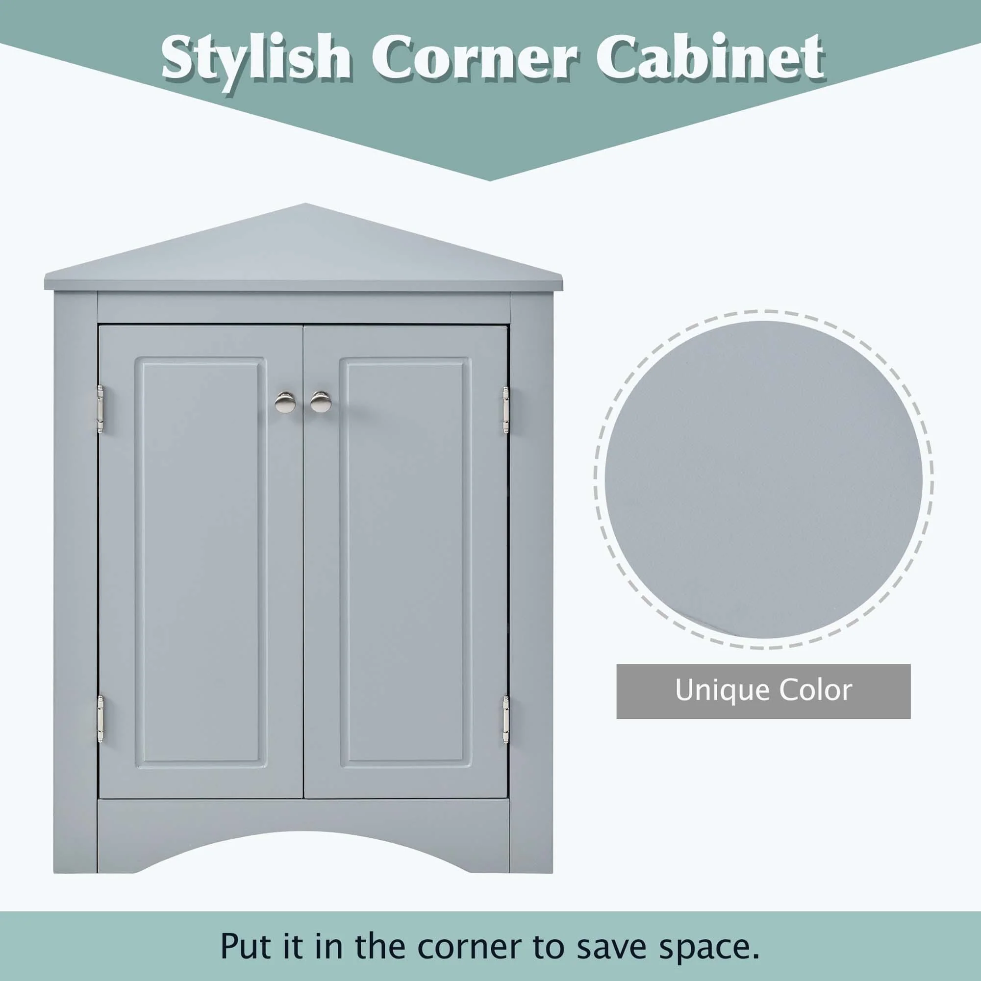 Triangle Bathroom Storage Cabinet with Adjustable Shelves