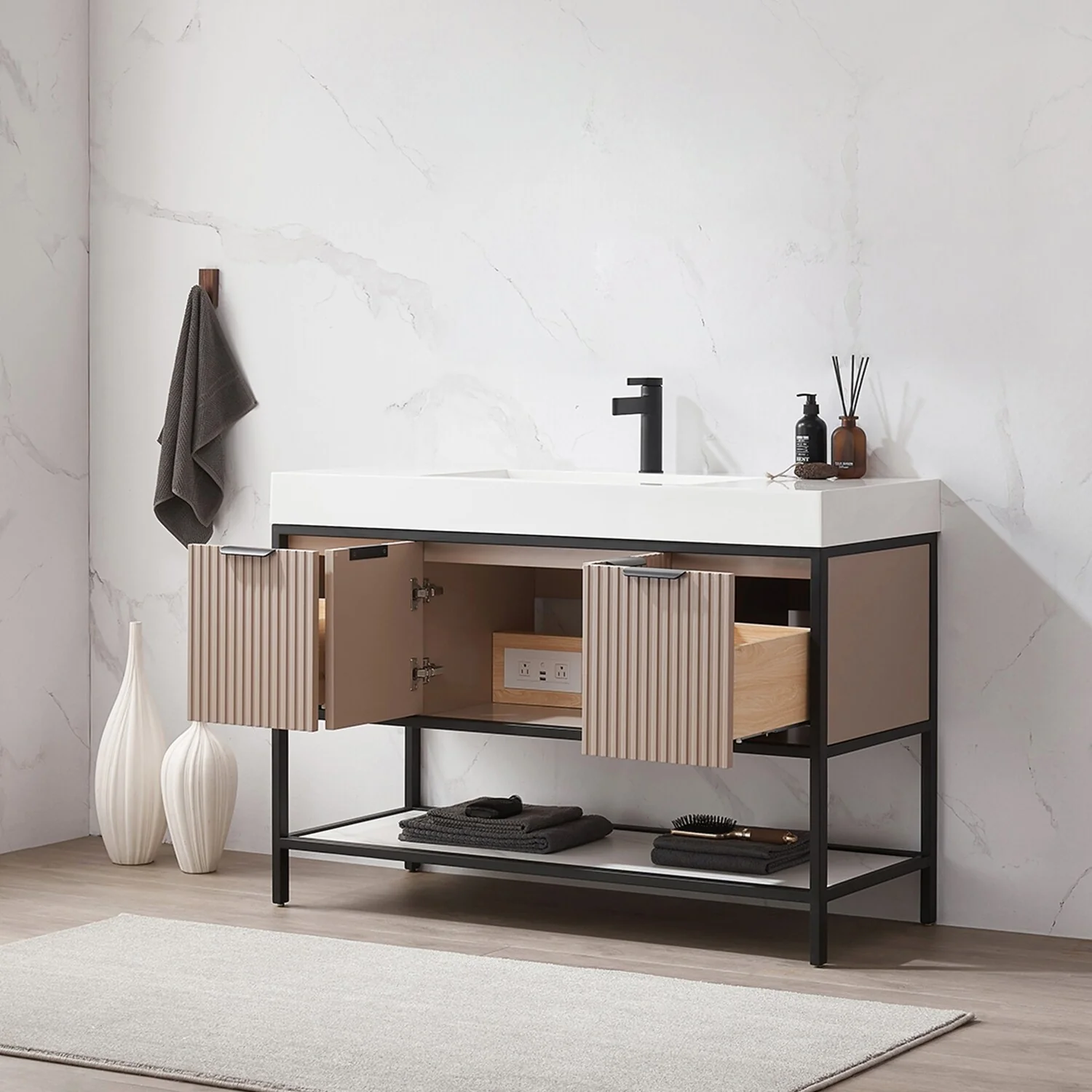 Marcilla 48 in. Single Sink Bath Vanity with Stone Sink Top