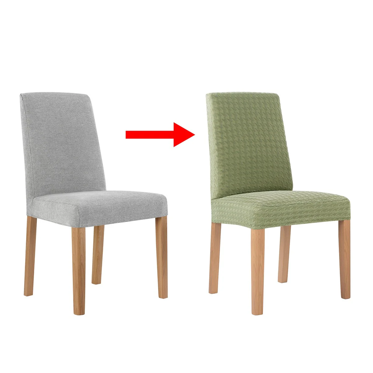 No. 918 Sparta 2-pack Houndstooth Textured Stretch Fit Elastic Dining Chair Cover Pair - 28