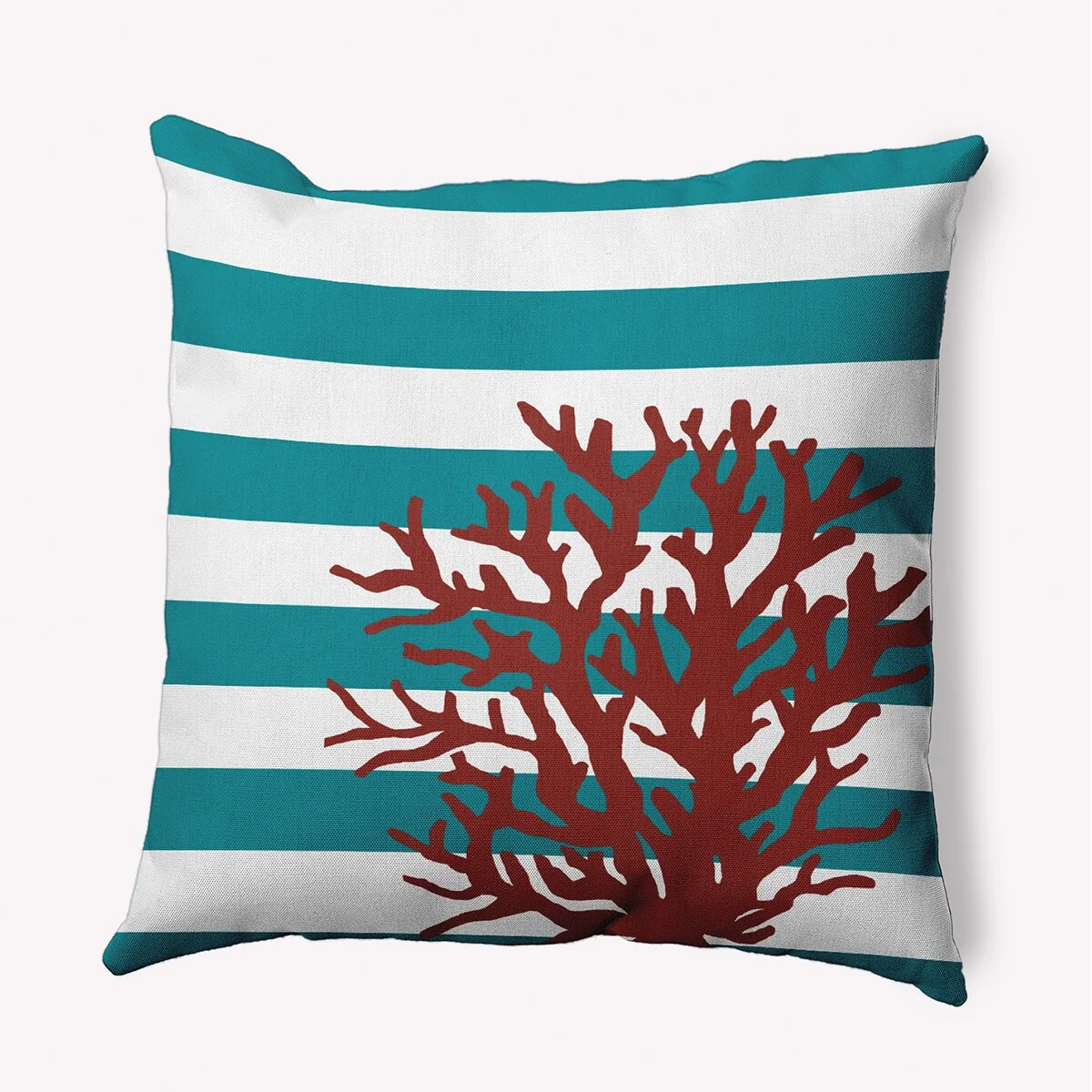 Coral and Stripes Indoor/Outdoor Throw Pillow