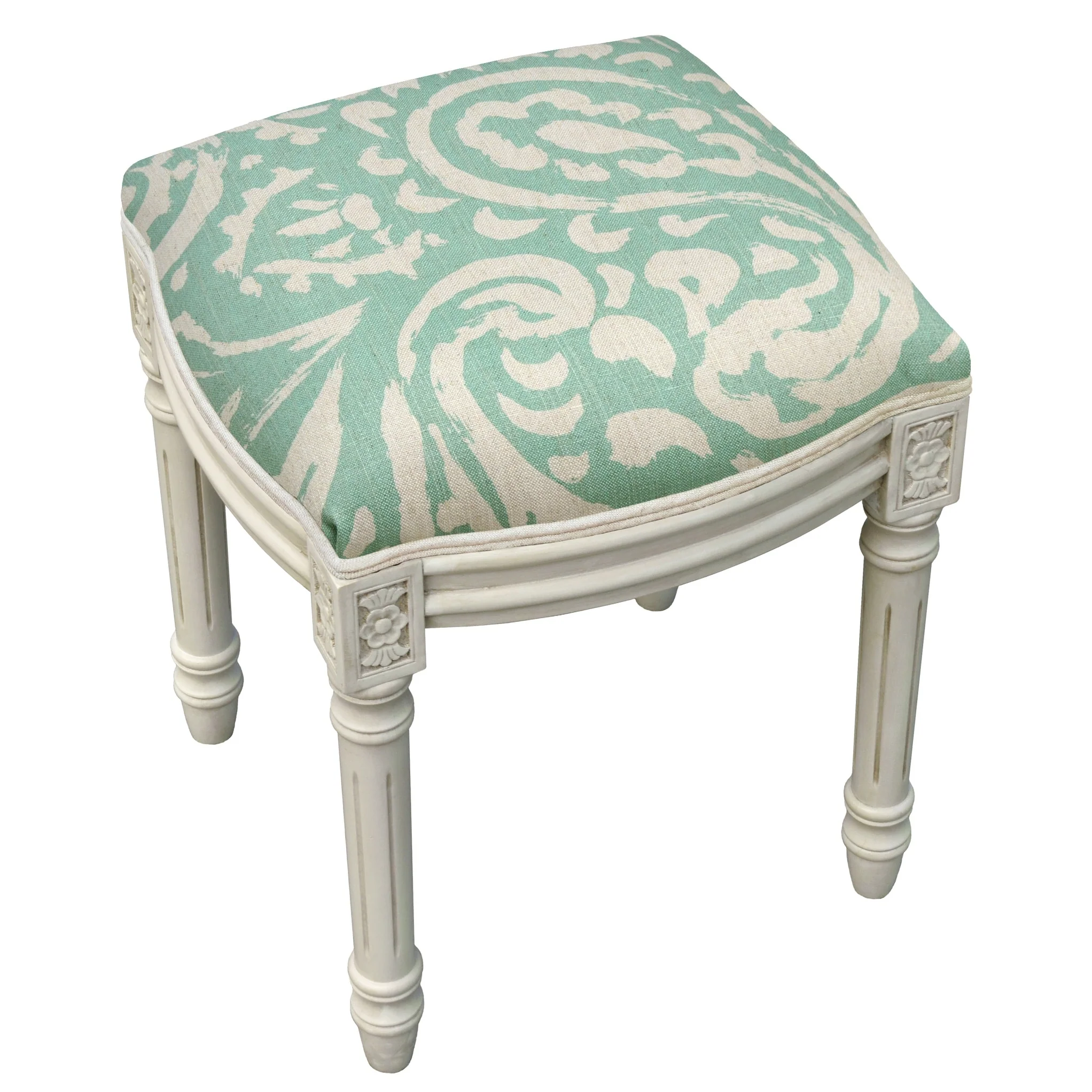 Paisley Antique White Finished Vanity Stool