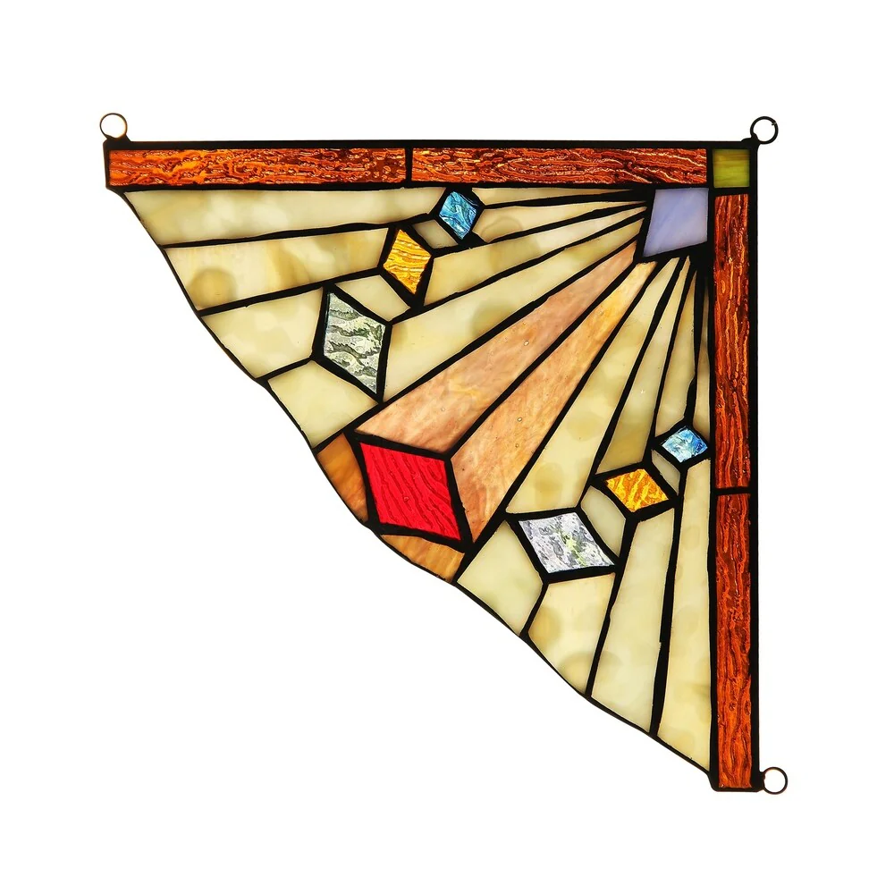 Chloe Tiffany Style Stained Glass Window Corner Panel
