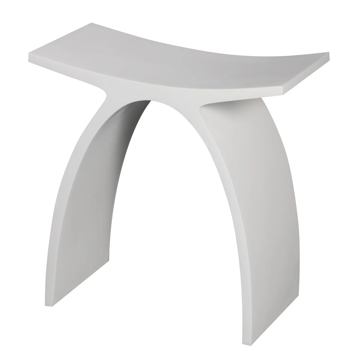 Arched White Matte Solid Surface Resin Bathroom / Shower Stool