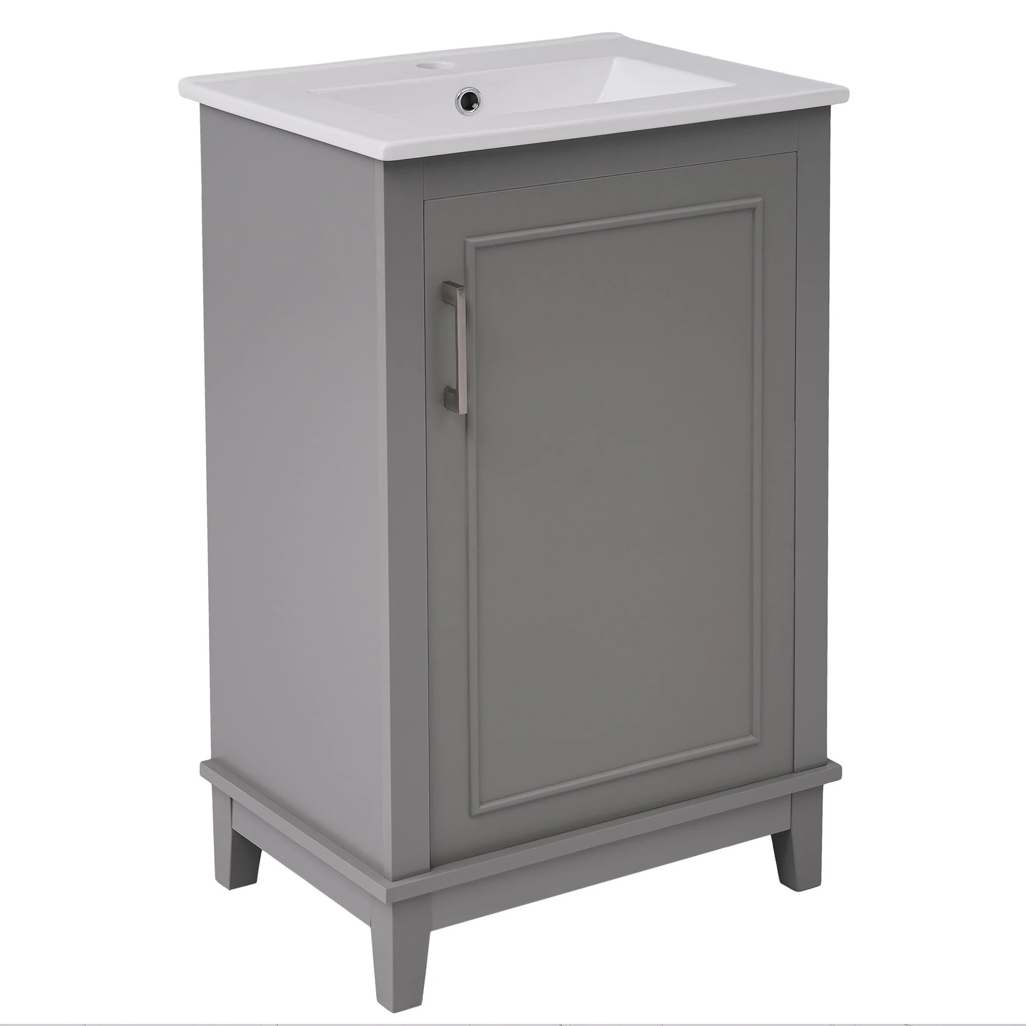 20 Inch Modern Bathroom Vanity with Ceramic Sink Small Space Cabinet