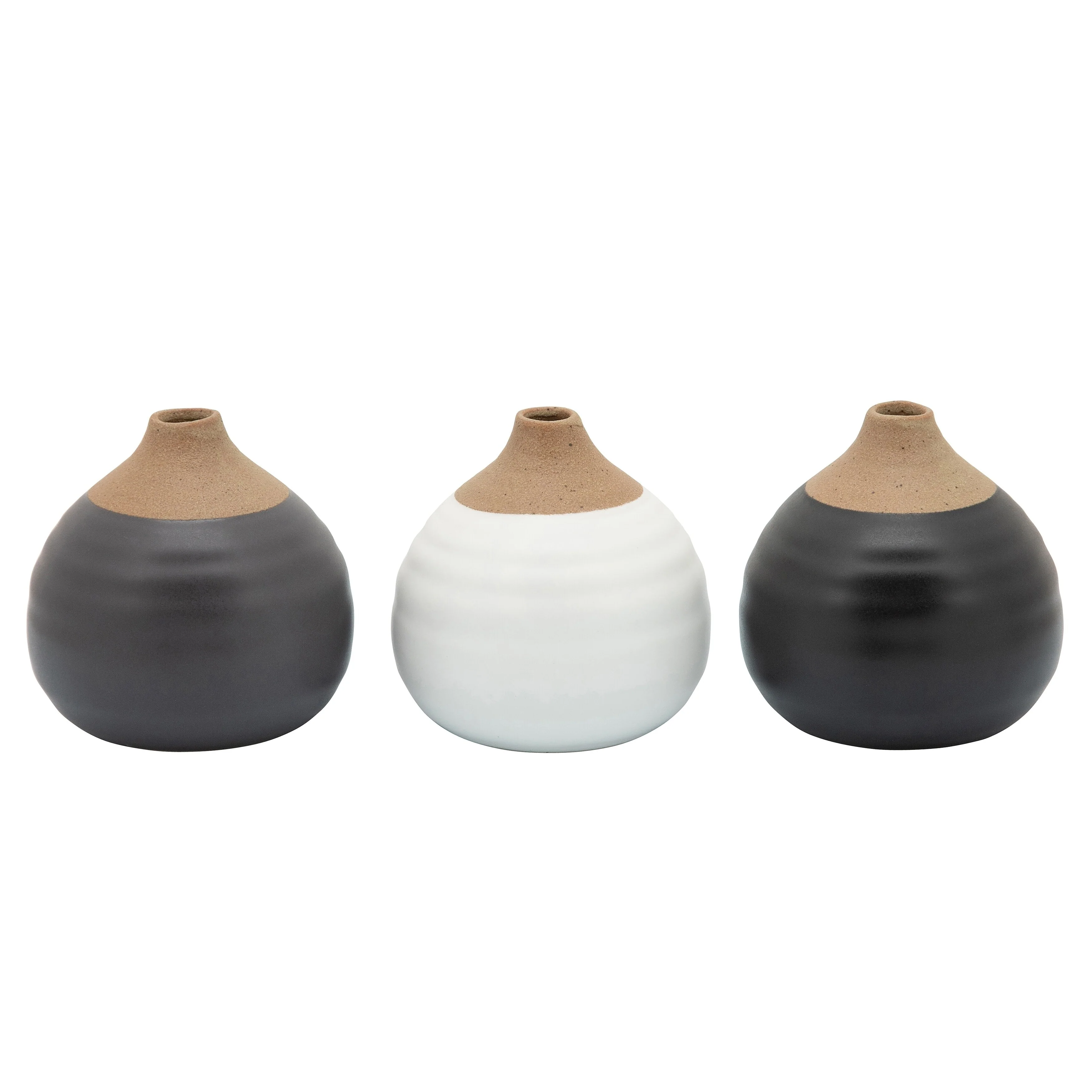 Sagebrook Home Modern Coastal Small Ceramic Bud Vases, Set of 3