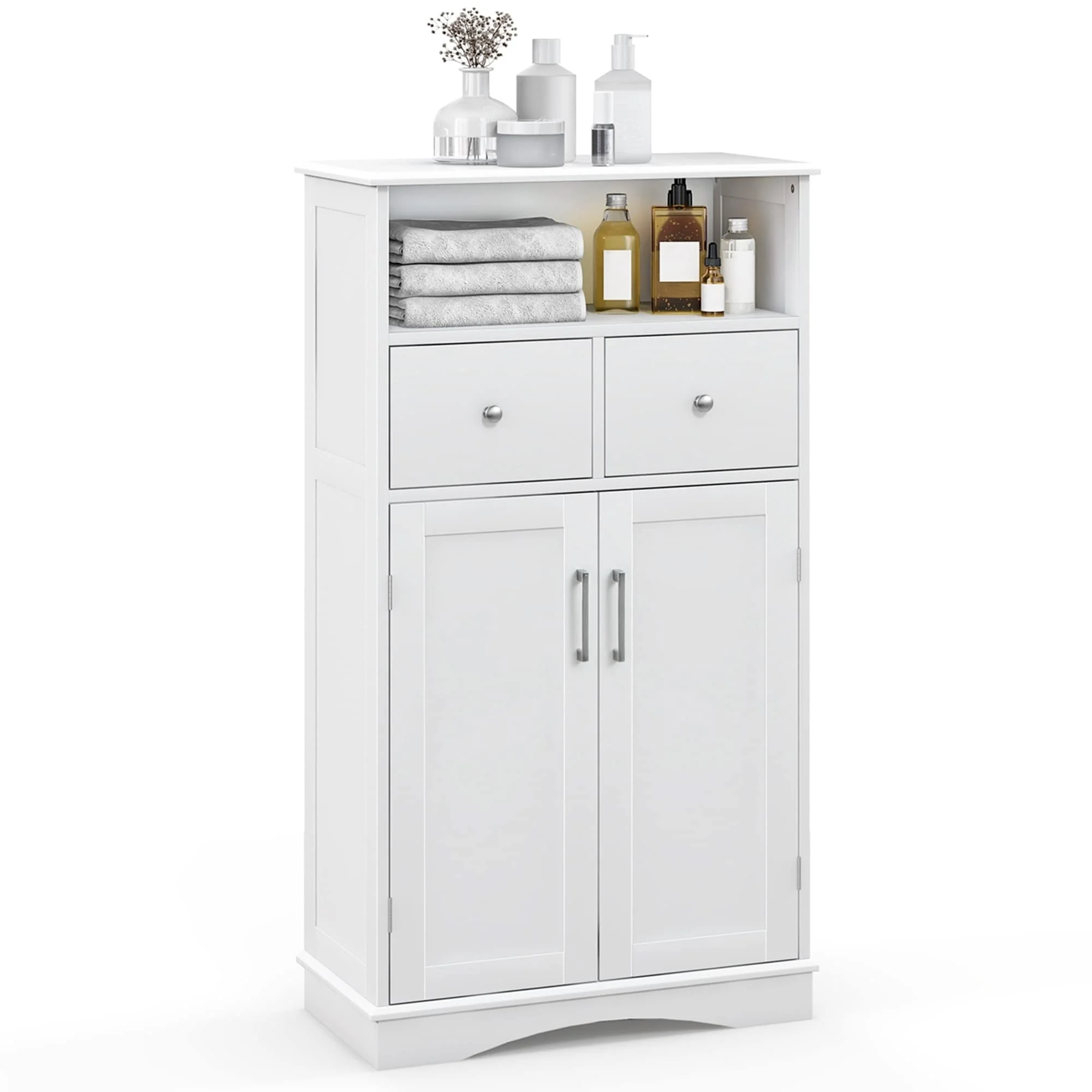 Costway Bathroom Floor Cabinet Freestanding Storage Cabinet with 2 - See Details