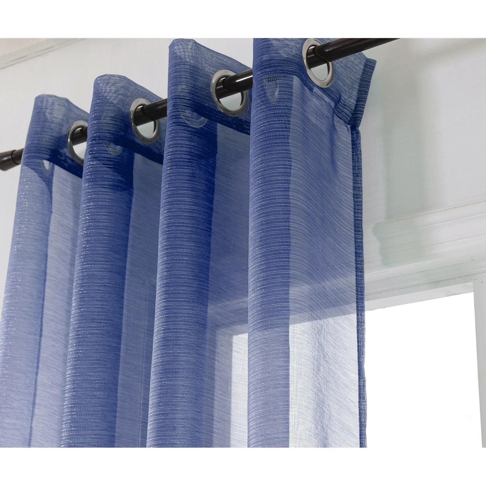 Lonnie Metallic Stripe Sheer Window Curtain Panel 90 inch