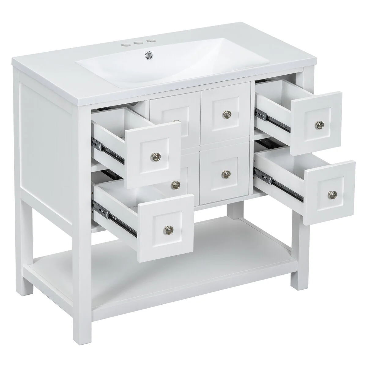 Free Standing Vanity with Solid Wood Frame