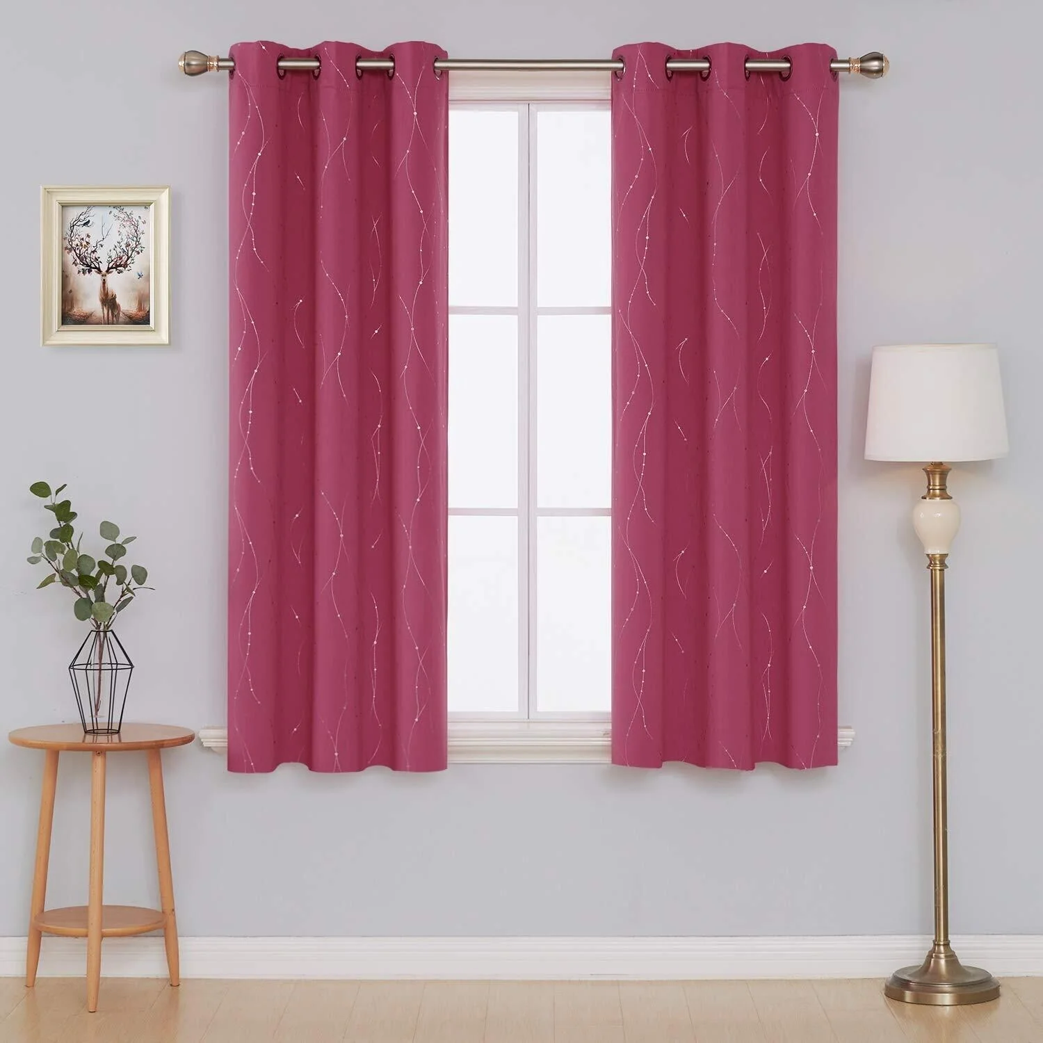 Deconovo Wave Line with Dots 52 Width Curtains Pair(2 Panel)