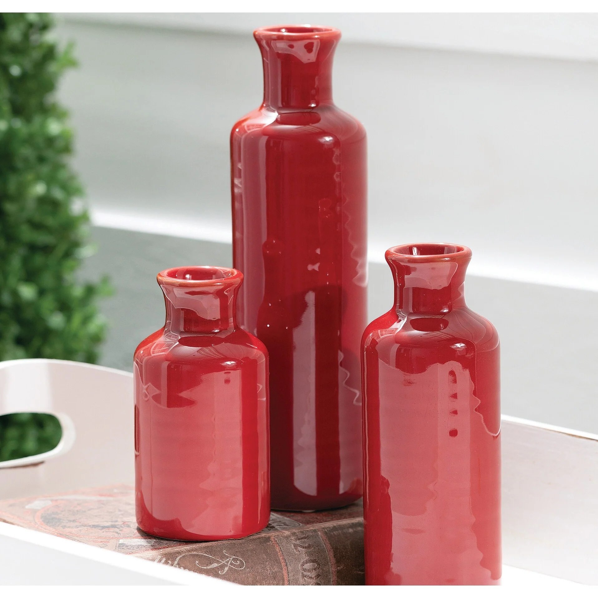 Sullivans Set of 3 Small Ceramic Bottle Vases 5