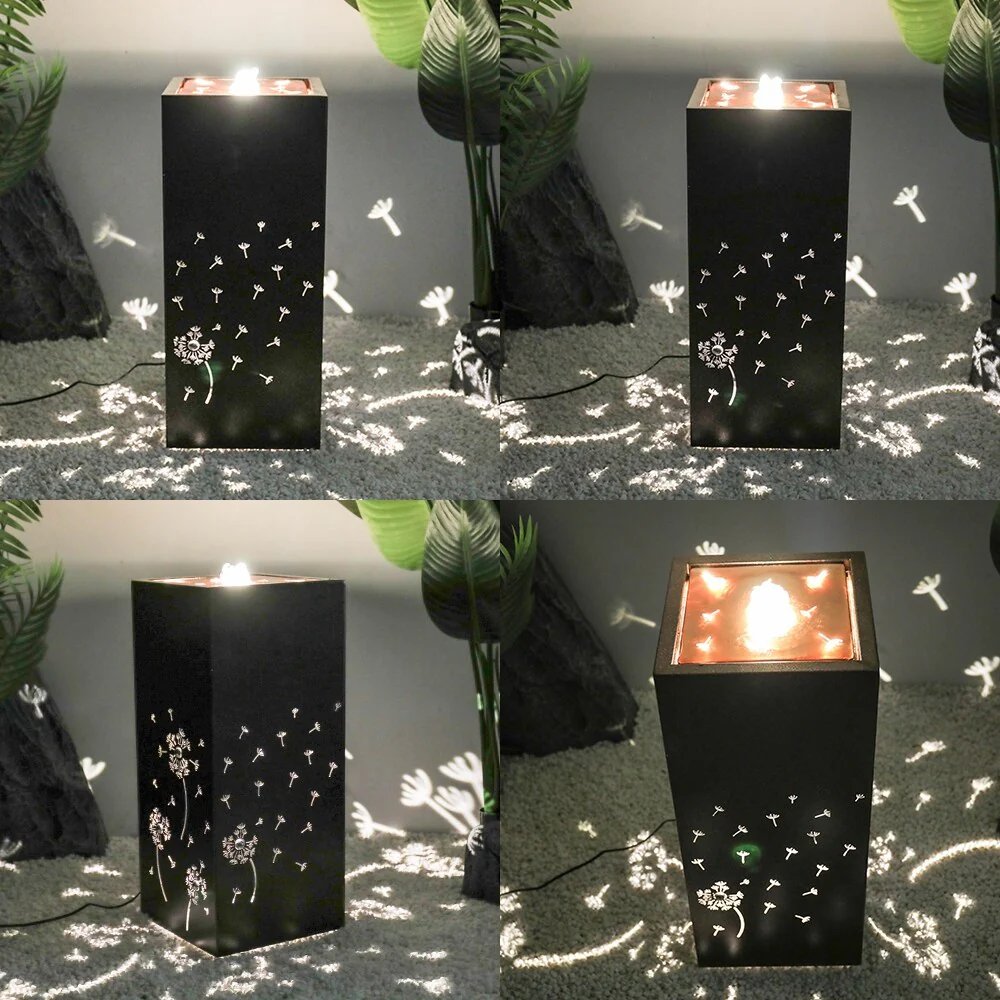 23.6in Indoor Water Fountain w/LED Lights Waterfall Feature for Home