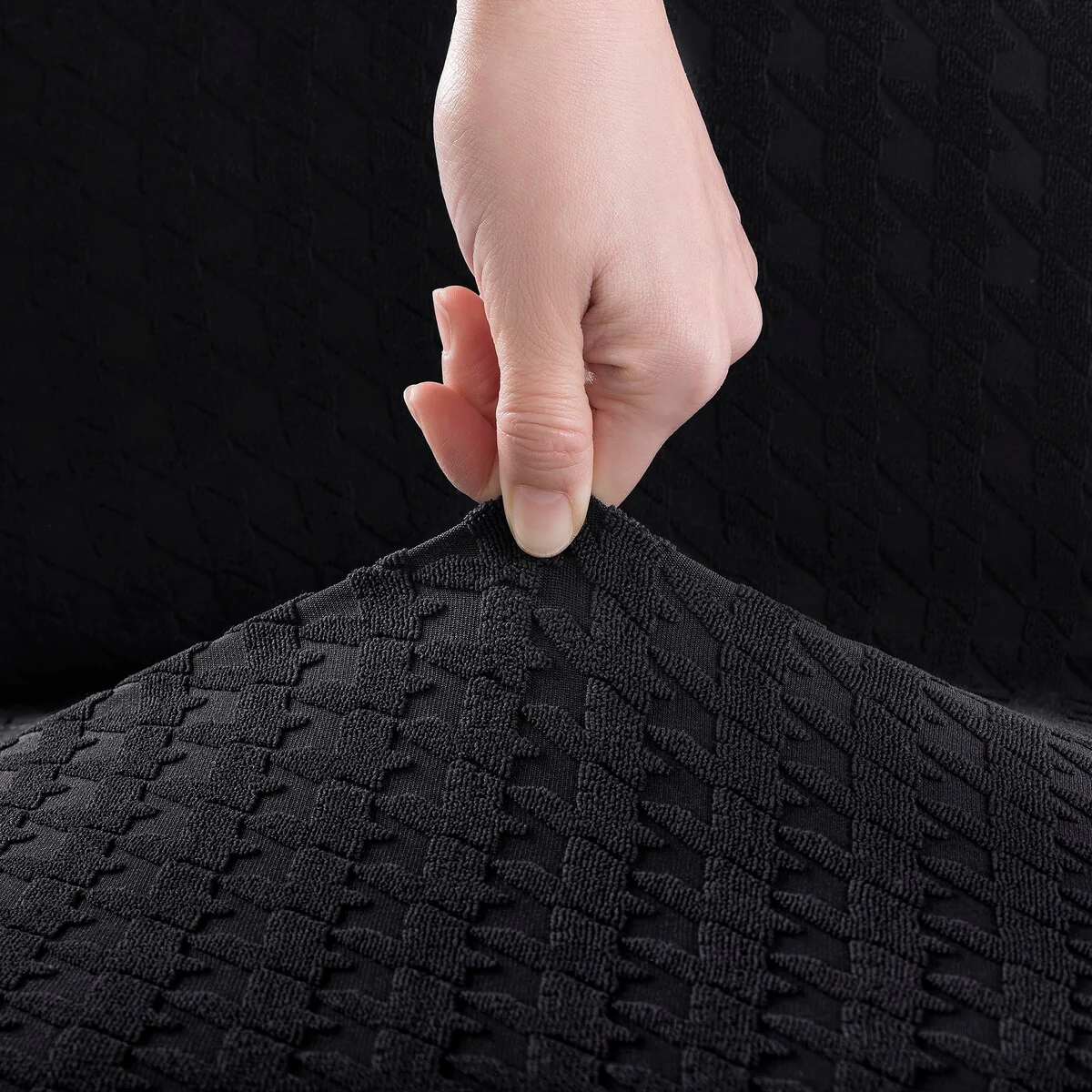 No. 918 Sparta 2-pack Houndstooth Textured Stretch Fit Elastic Dining Chair Cover Pair - 28