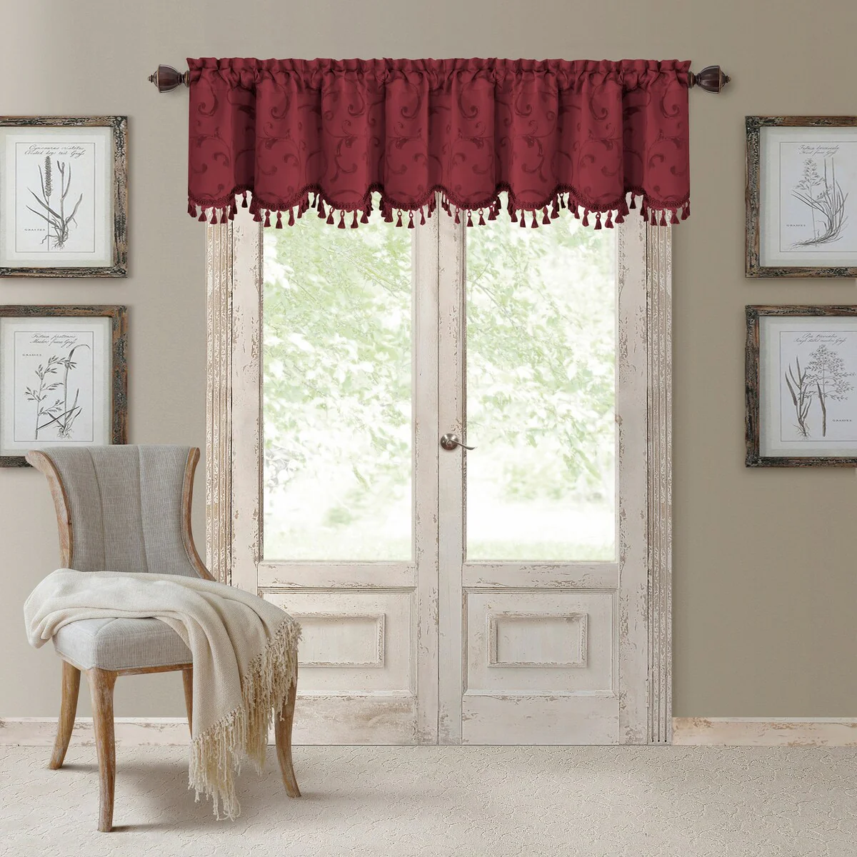 Elrene Mia Jacquard Blackout Scallop Window Valance - 52