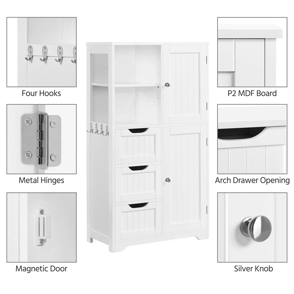 Yaheetech Bathroom Storage Cabinet With Open Compartments Freestanding Floor Cabinet, White - N/A