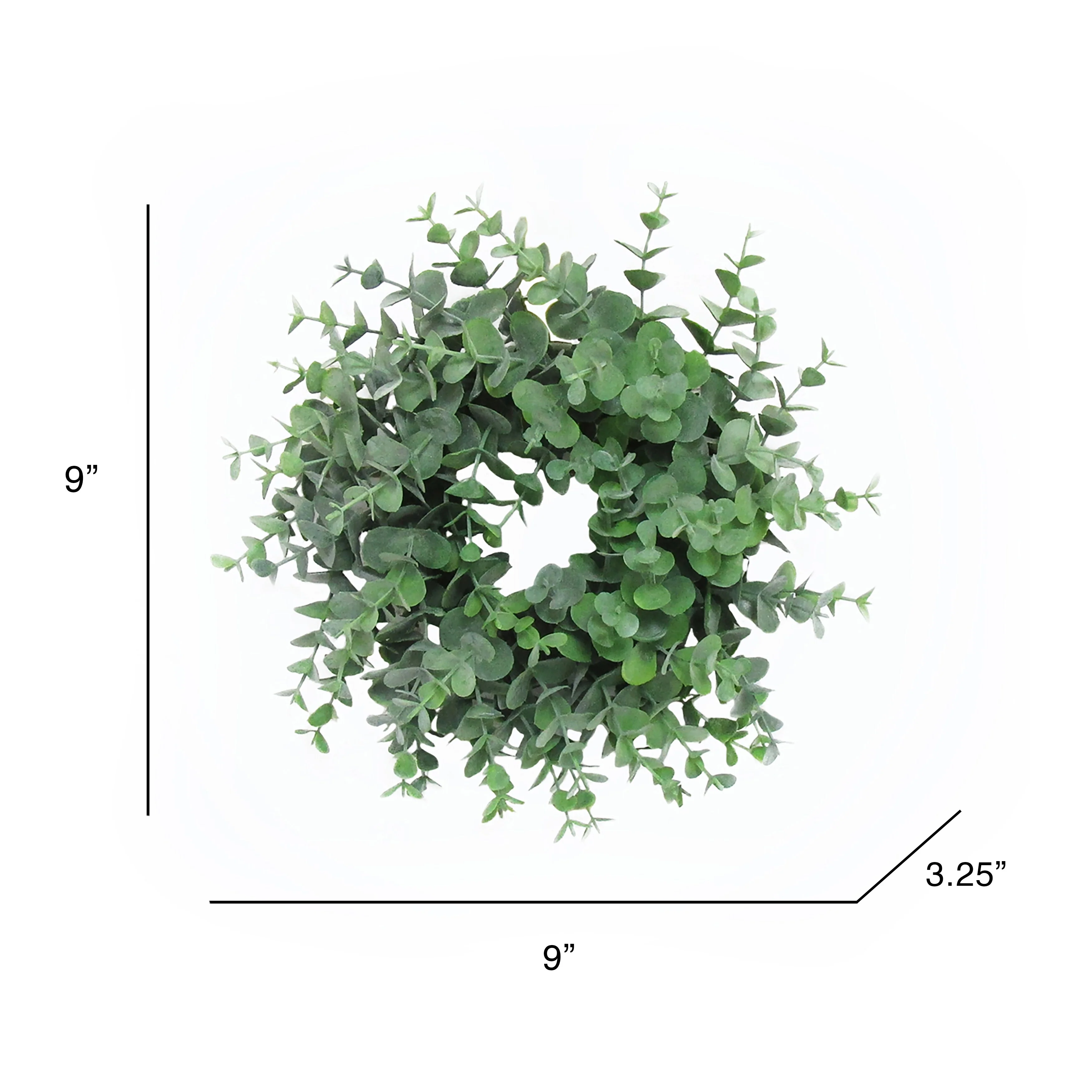 Petite Frosted Green Artificial Eucalyptus Leaf Foliage Greenery Wreath 9in