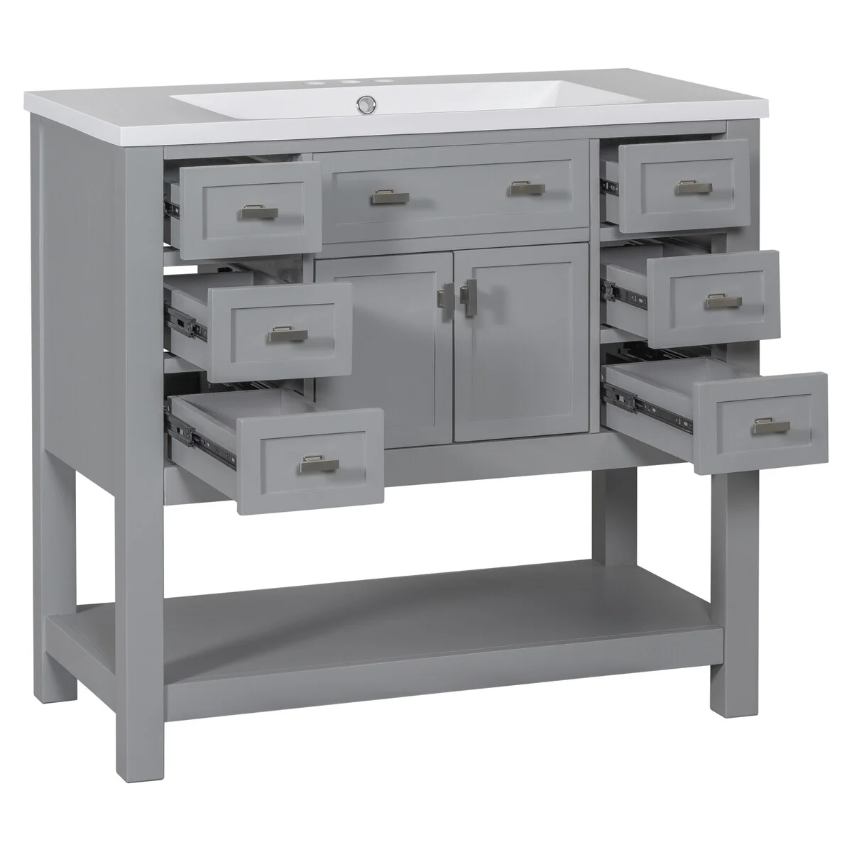 36'' Bathroom Vanity Modern Bathroom Storage Cabinet with 6 Drawers