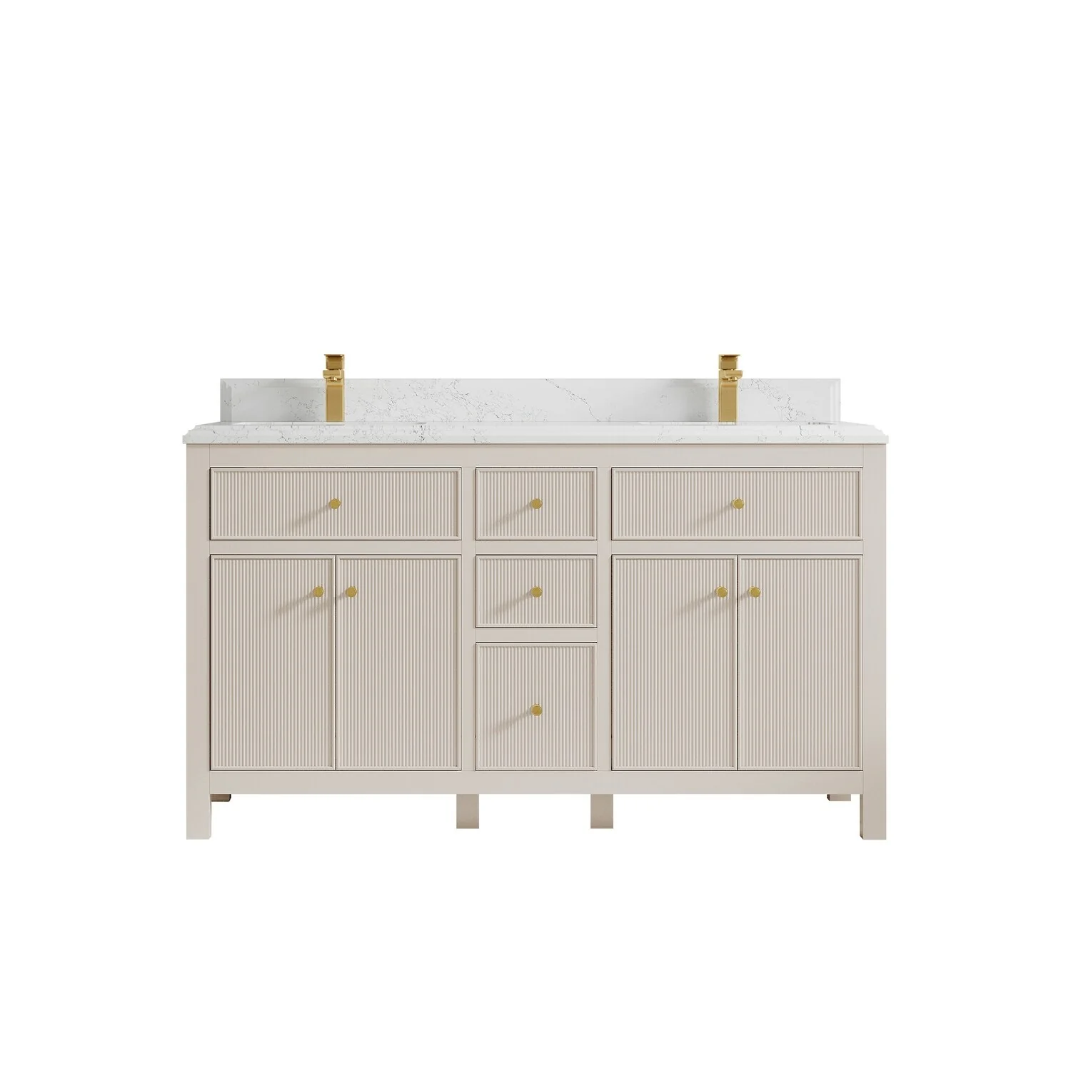 Willow Collections 60 in. W x 22 in D. Sonoma Free Standing Reeded Double Sink Bathroom Vanity with Countertop