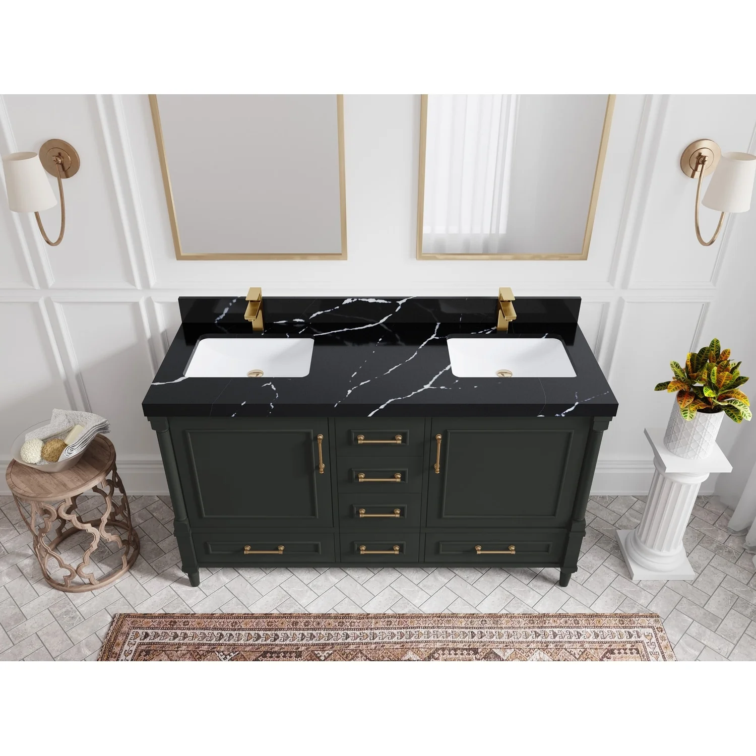 Willow Collections 60 in. W x 22 in. D Aberdeen Double Sink Bathroom Vanity with Countertop