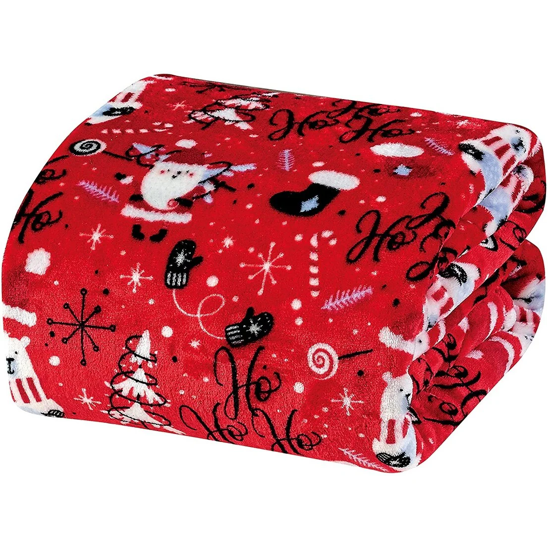 Décor&More Ho Ho Ho Merry Christmas Collection Microplush Holiday Throw Blanket (60