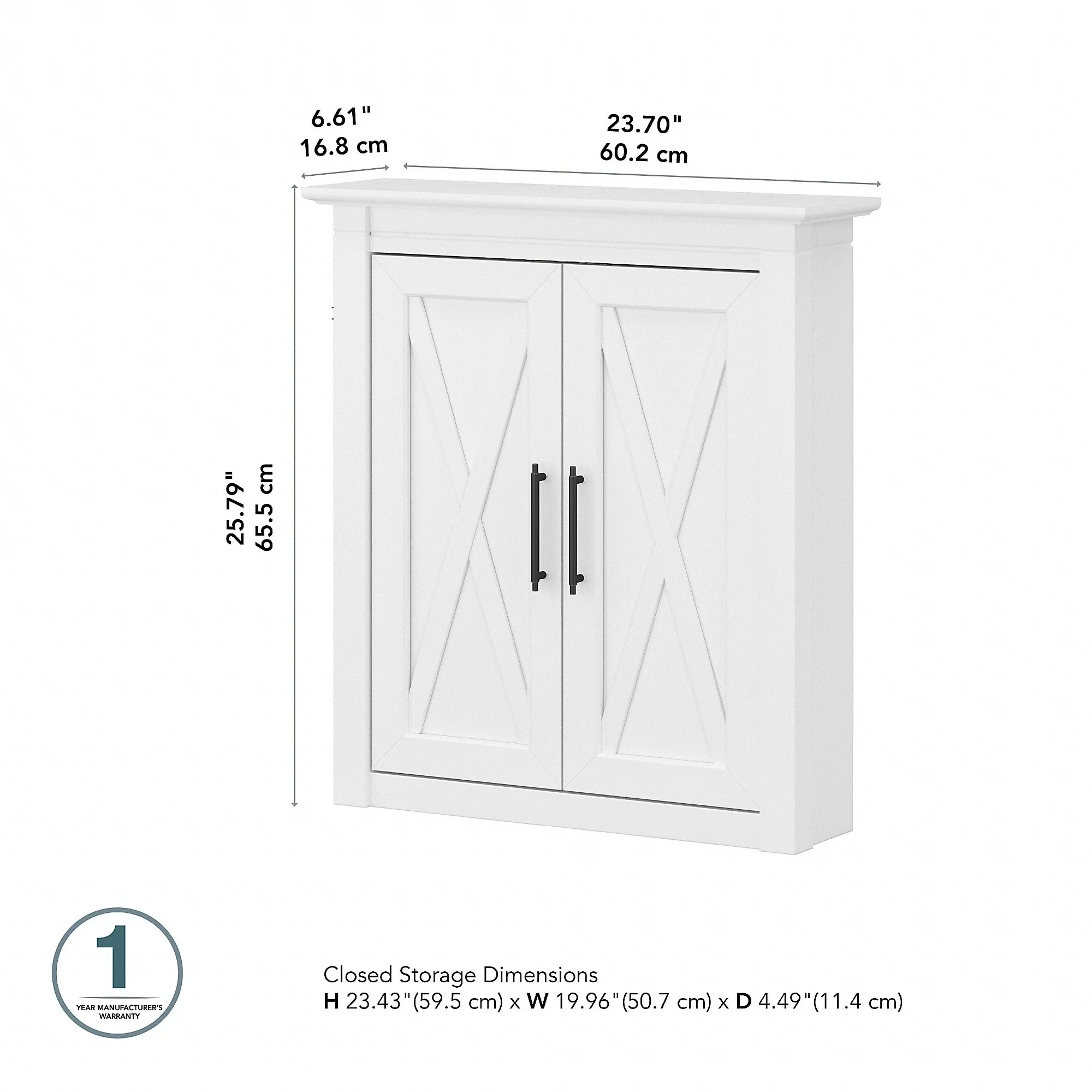 Key West Bathroom Wall Cabinet with Doors by Bush Furniture