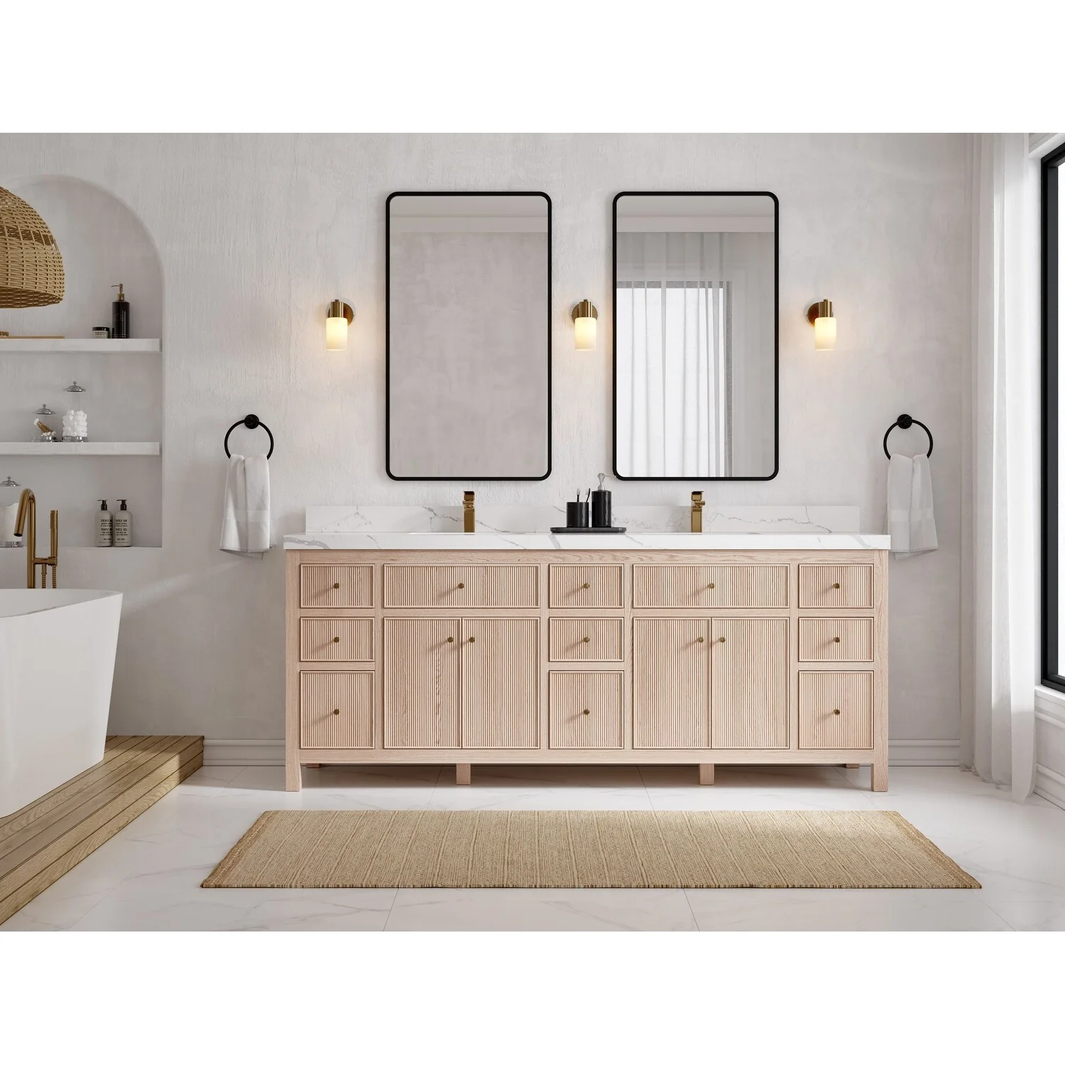 Willow Collections 84 x 22 Sonoma White Oak Double Sink Bathroom Vanity with Countertop
