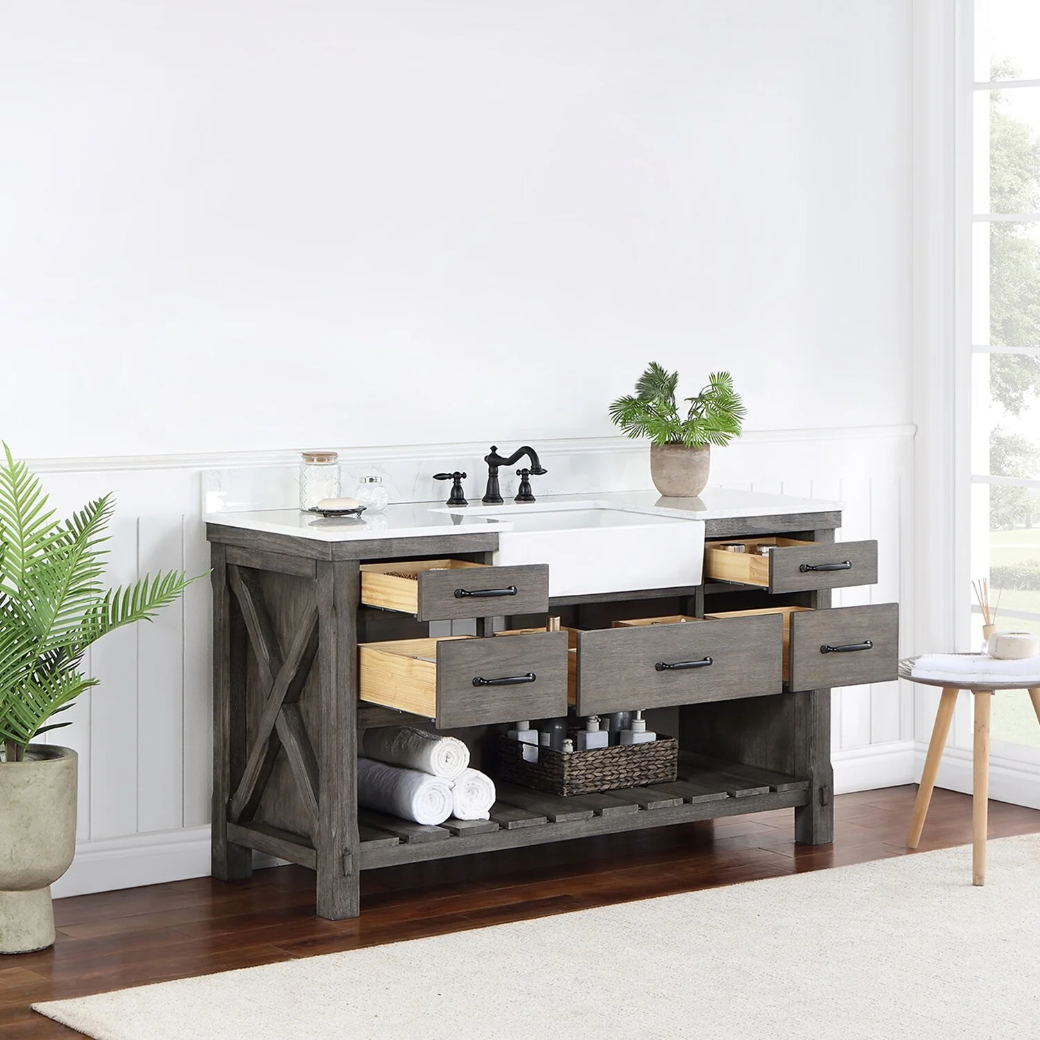 Villareal Bath Vanity with Composite Stone Top without Mirror