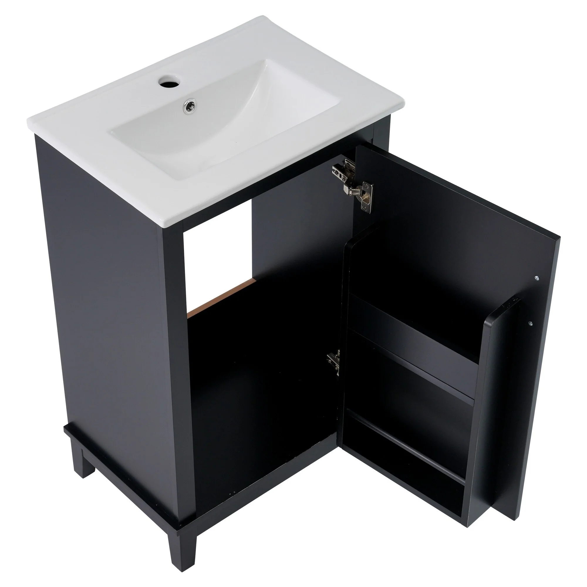 20 Inch Modern Bathroom Vanity with Ceramic Sink Small Space Cabinet