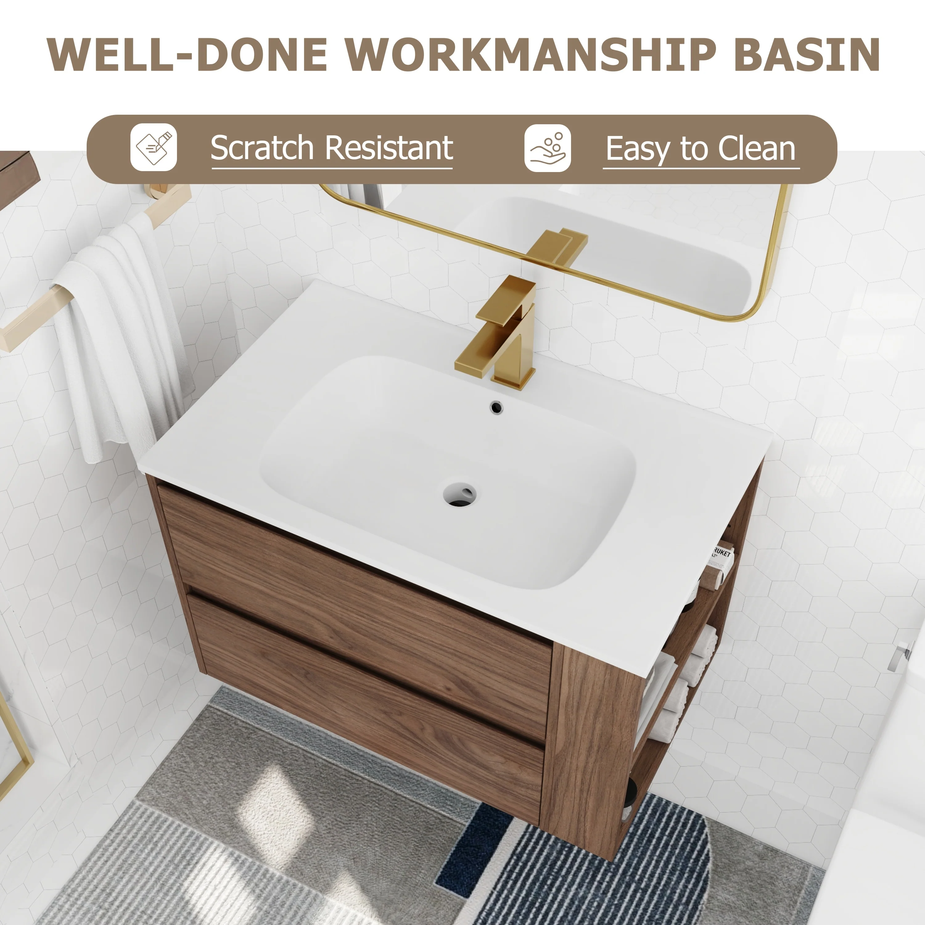 Beingnext 30''/36'' Single Sink Floating Bathroom Vanity with Soft Close Drawer and Adjustable Shelf