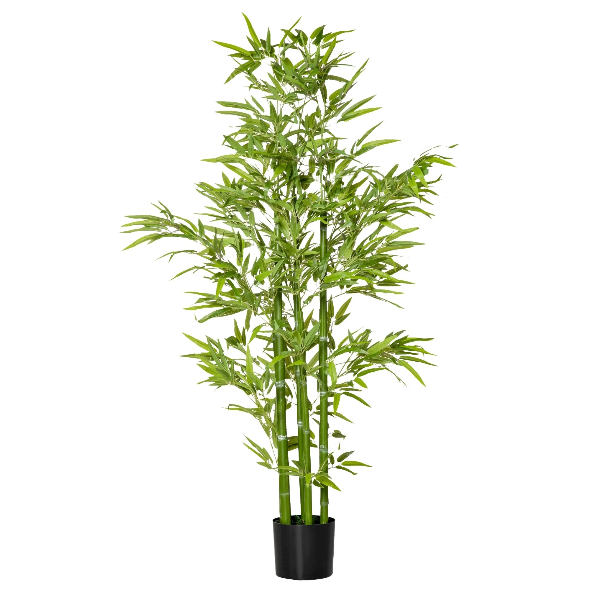 HOMCOM 5FT Artificial Bamboo Tree Faux Decorative Plant in Nursery Pot for Indoor Outdoor Décor - 6.75