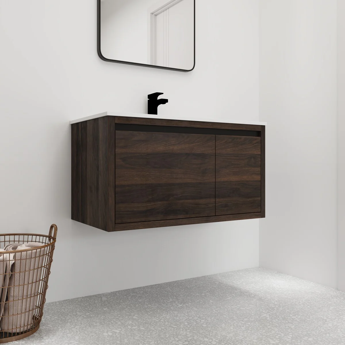 Bathroom Vanity With Sink In 36 Inch, Floating Bathroom Vanity With Soft Close Door