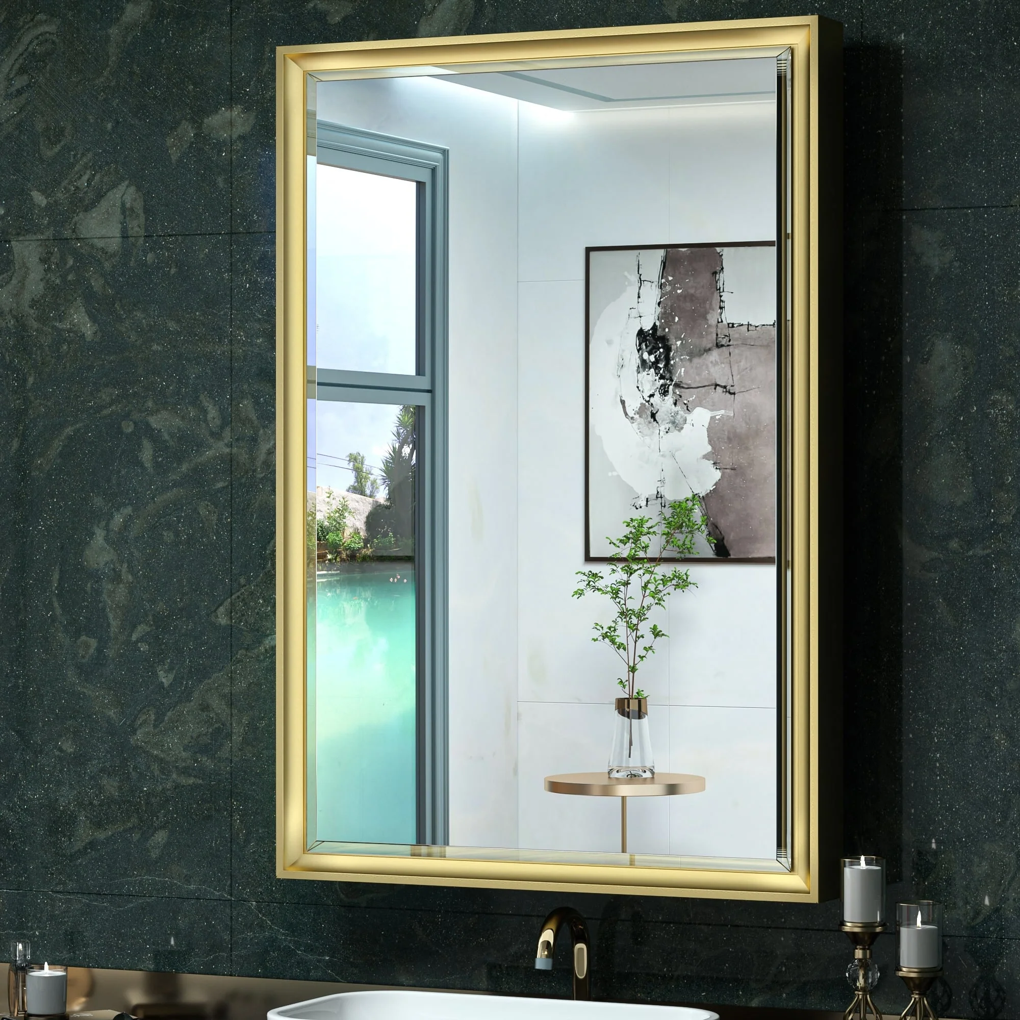 TokeShimi Medicine Cabinets for Bathroom with Mirror, Beveled Framed
