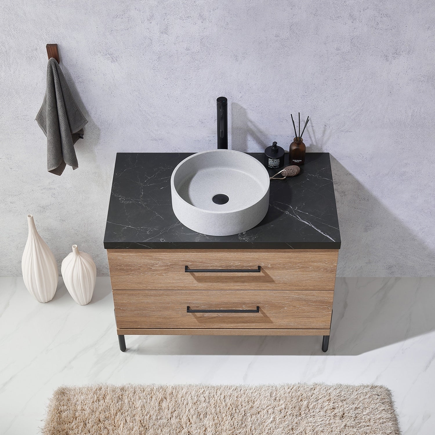 Trento Bath Vanity with Sintered Stone Top with Concrete Sink (C)