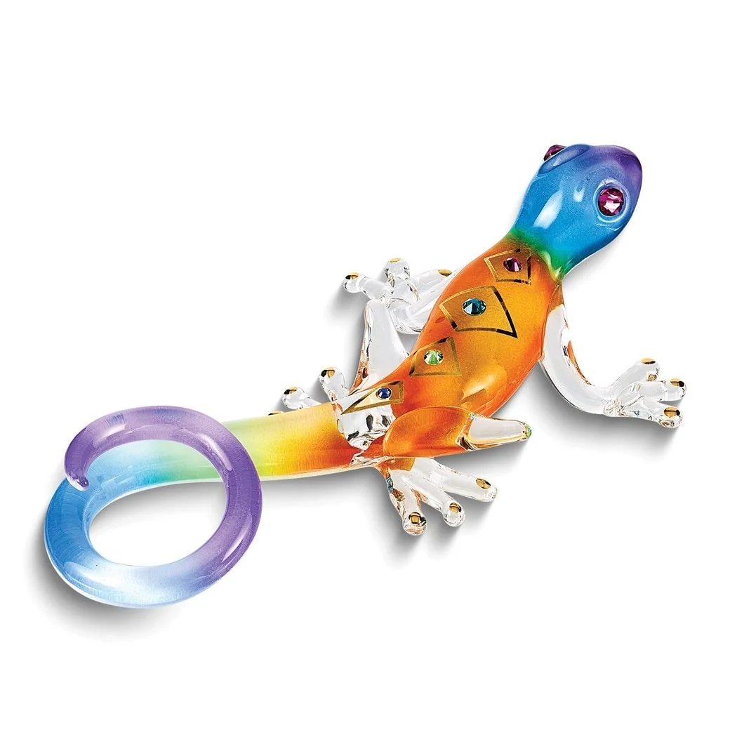 Curata Desert Diamond Gecko Handcrafted Glass Figurine