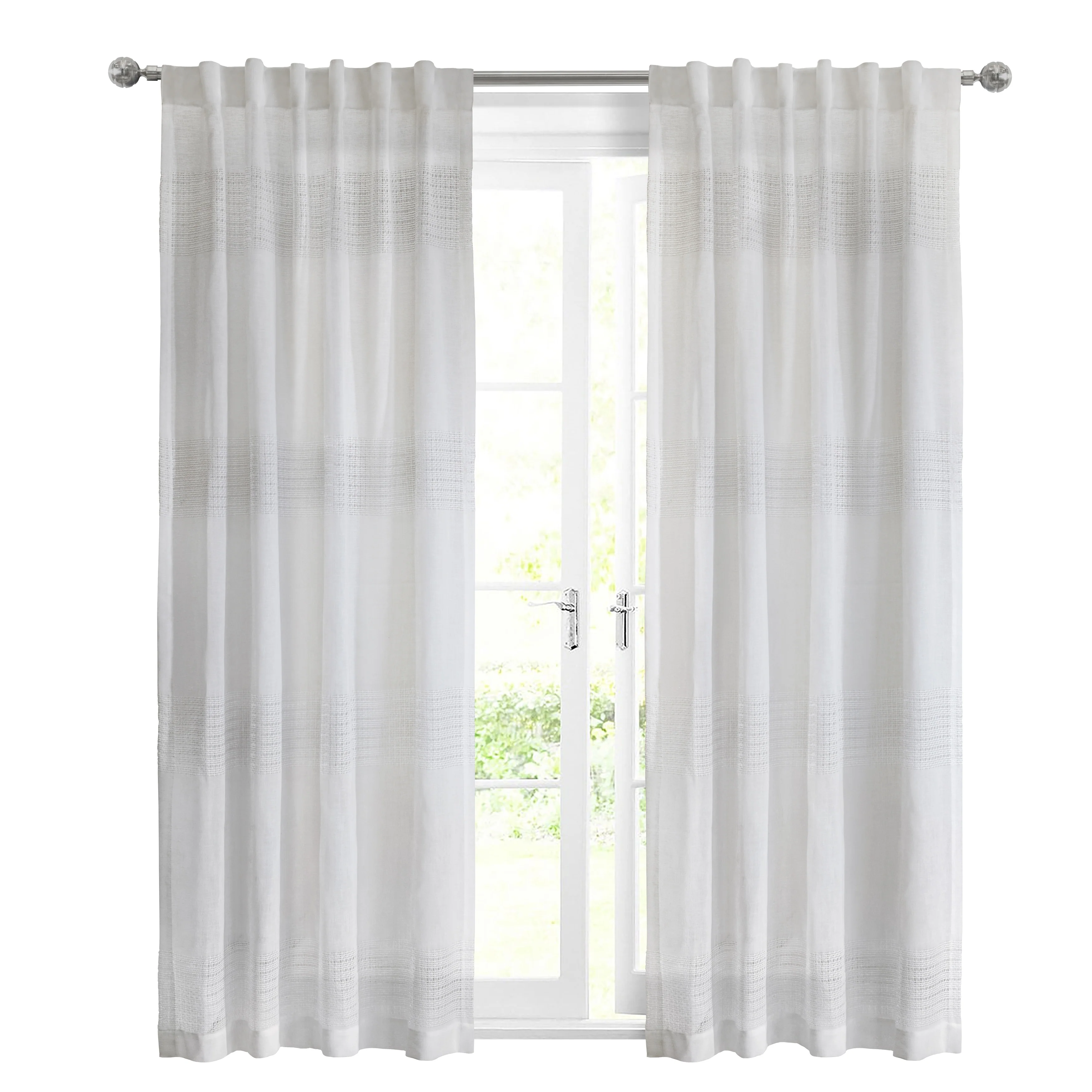 Lindsey Faux Linen Back Tab Curtain Panel by Habitat