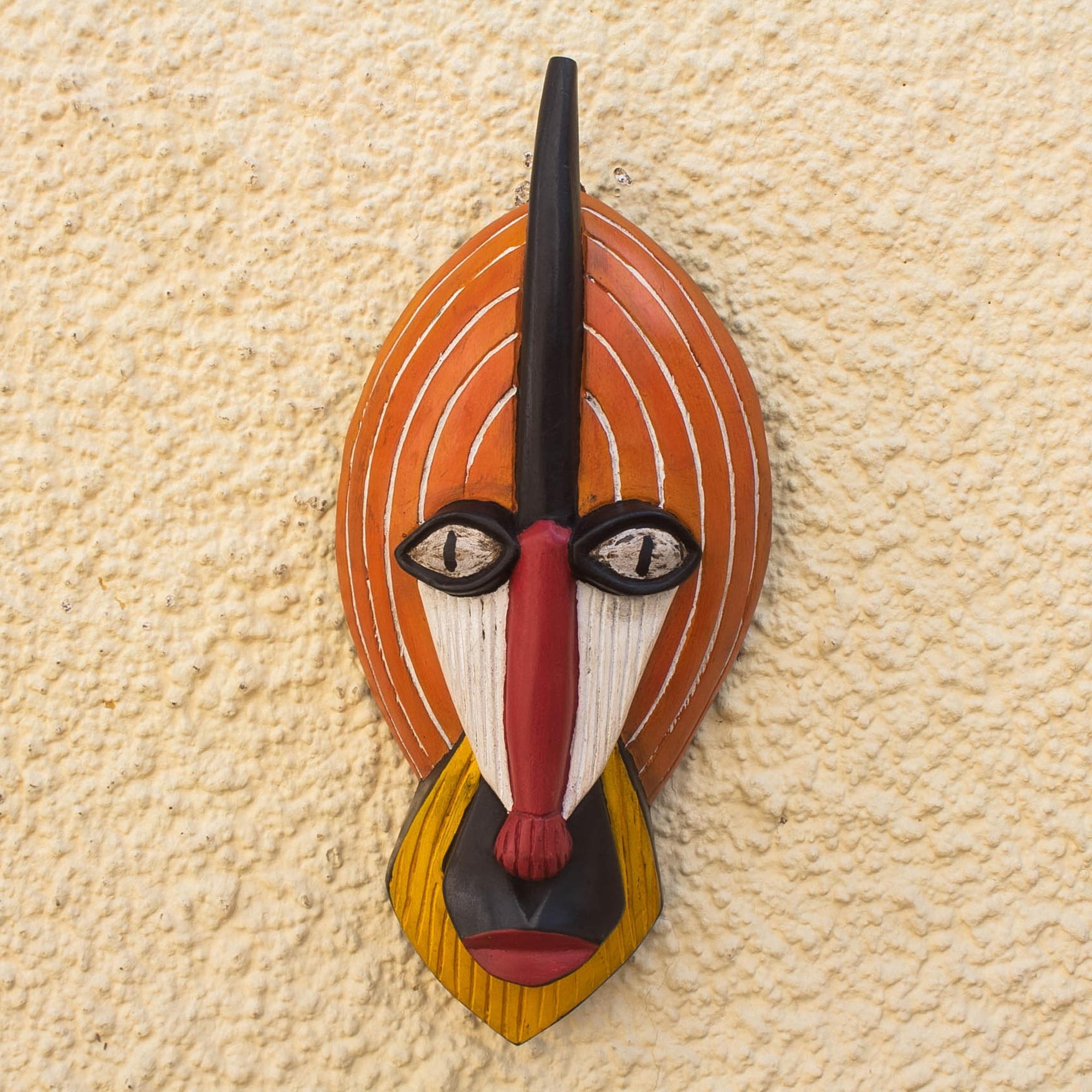 NOVICA Handmade Ghanaian Monkey African Wood Mask - 16.5