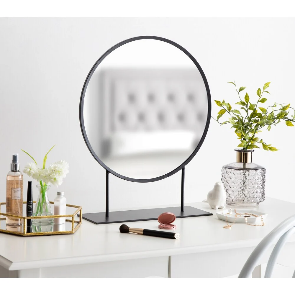 Kate and Laurel Rouen Round Metal Table Mirror - 18x22