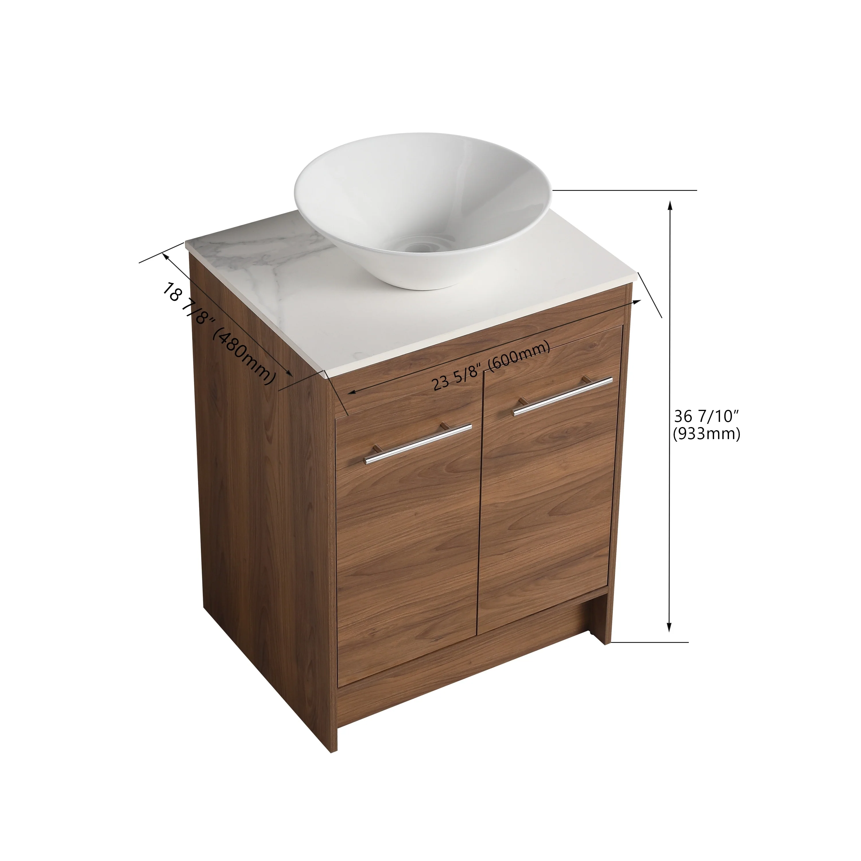 BNK 24/36/48/60 Inch Bathroom Vanity with Sink, Freestanding Bathroom Vanity with Soft Close Doors and Adjustable Shelf