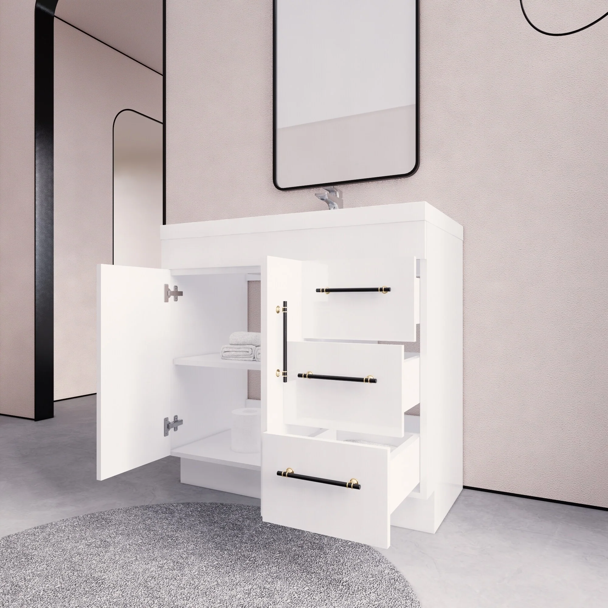 Eliza 36 Freestanding Vanity (Right Drawers) with Single Sink